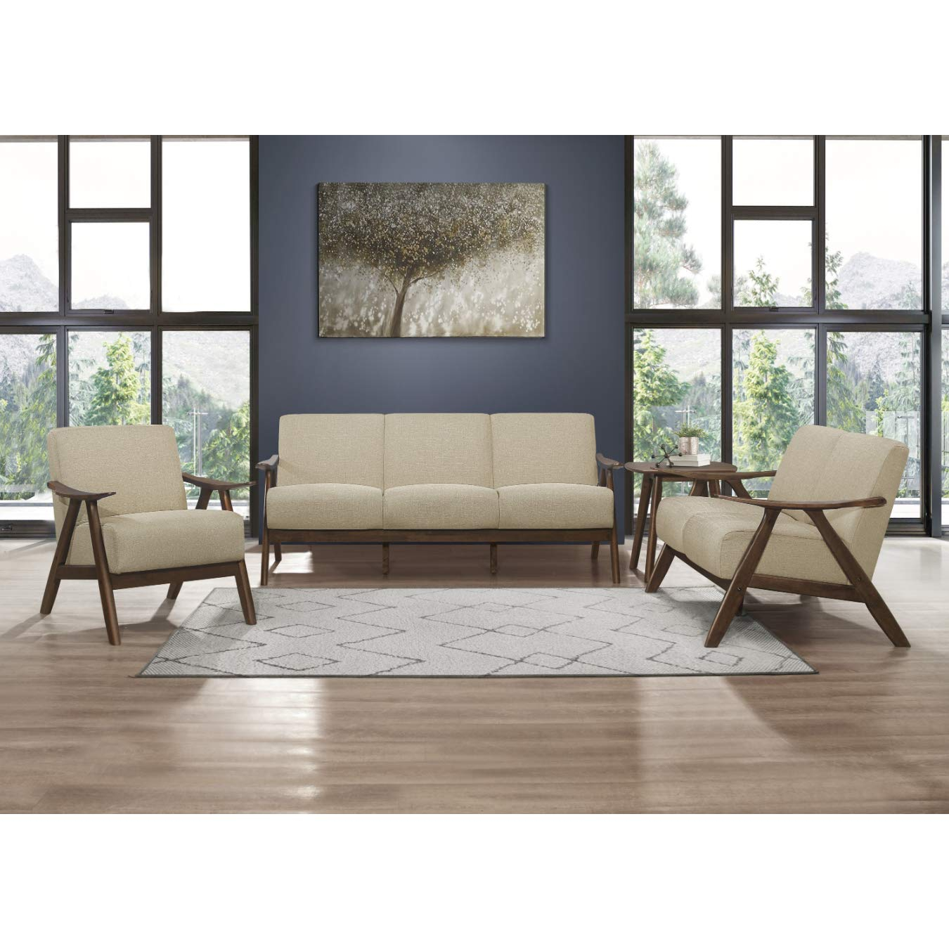 Lexicon Damala Collection Silla Decorativa con Estructura de Madera de Inspiración Retro, Marrón Claro