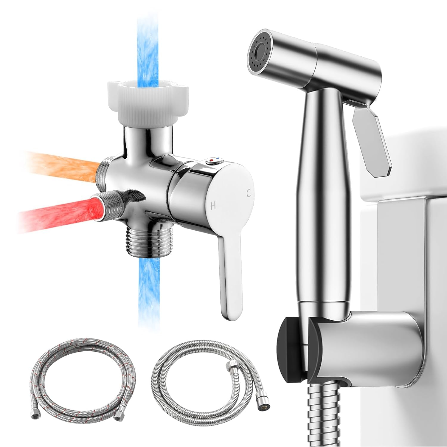 Handheld Bidet Sprayer - Hot & Cold Water, Adjustable Pressure, Muslim Shower Bidet for Feminine Wash