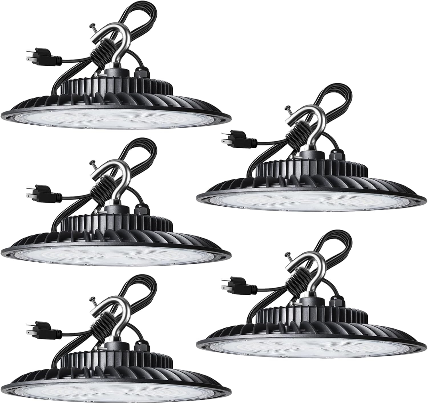 Lightdot 100W LED High Bay Light for Shop/Barn 5000K 14000LM (Eqv. to 400W HPS/MH) High Bay LED Lights with Plug for Commercial Warehouse Lighting-ETL Listed 5Pack