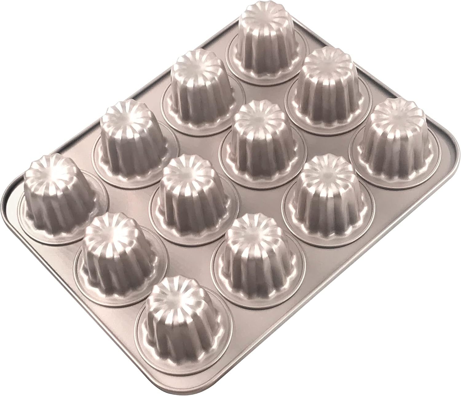 Cannele Mold Nonstick Muffin Cupcake Pan Carbon Steel Canele Cake Baking Tray French Pastry Mould 12 Cups for Making Mini Bread Cheesecake Dessert