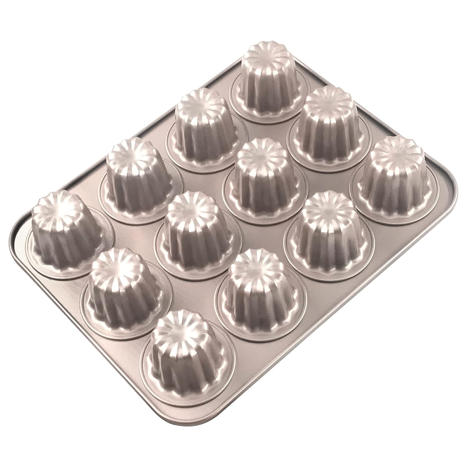 Cannele Mold Nonstick Muffin Cupcake Pan Carbon Steel Canele Cake Baking Tray French Pastry Mould 12 Cups for Making Mini Bread Cheesecake Dessert