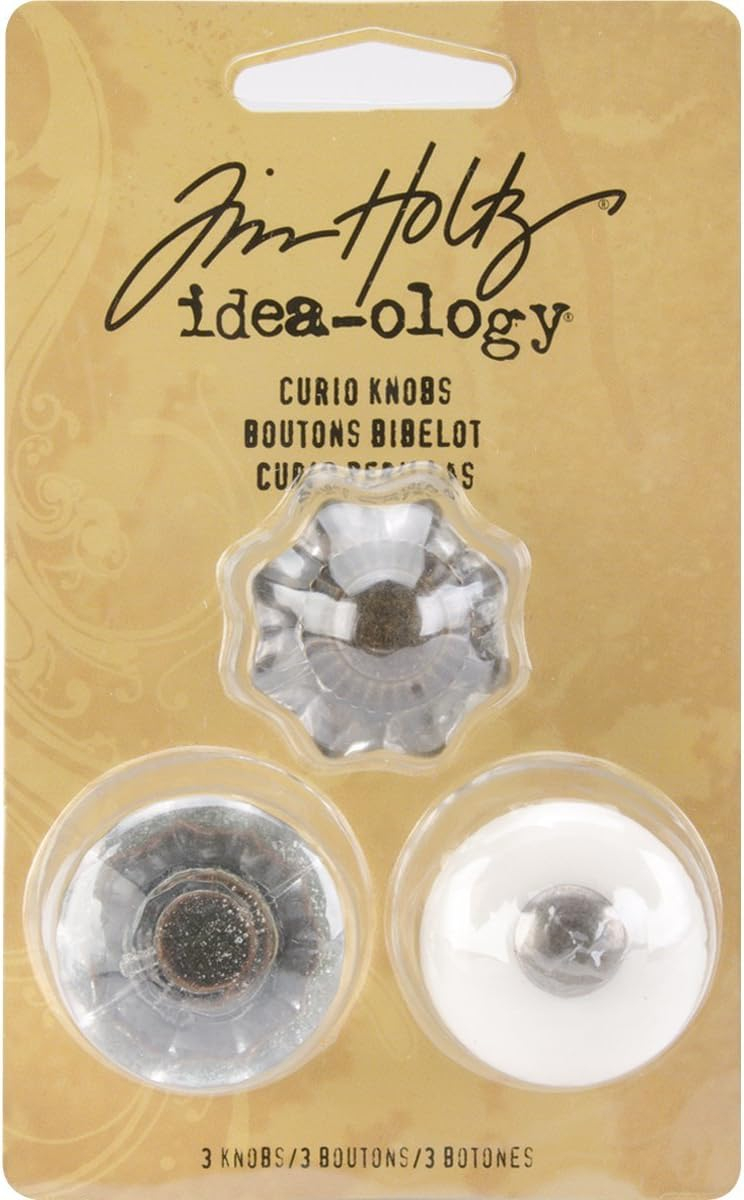 Vintage Style White and Clear Metal Curio Knobs Set