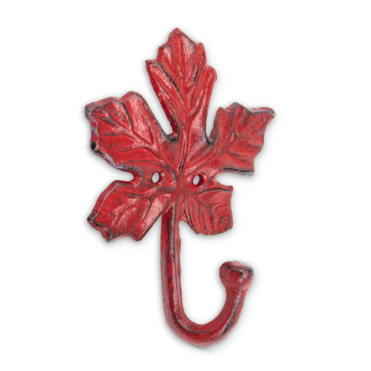 Abbott Collection AB-27-IRONAGE-352 6 in. Maple Leaf Wall Hook, Antique Red