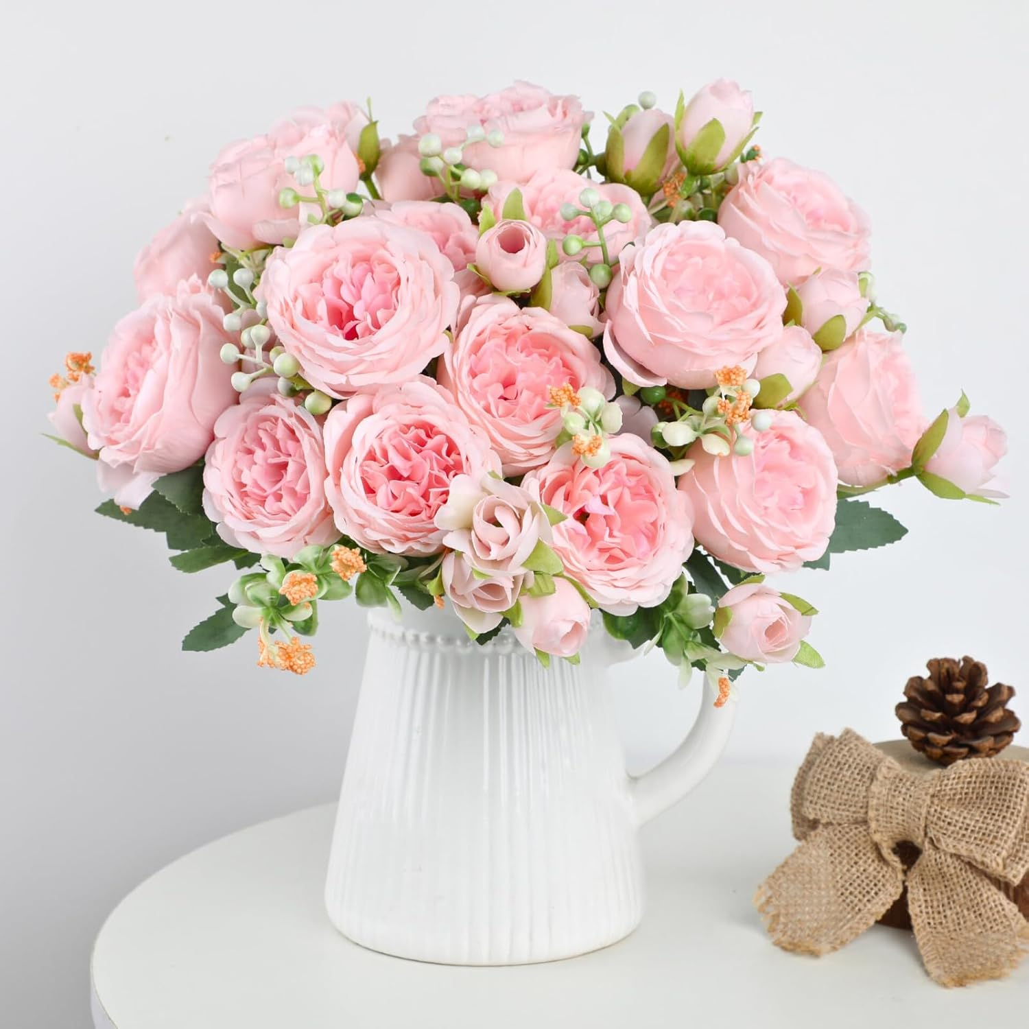 ASTRYAS 3pcs Artificial Flowers Light Pink Fake Silk Peony for Decoration Faux Peonies for Spring Home Bridal Wedding Party Decor Baby Shower