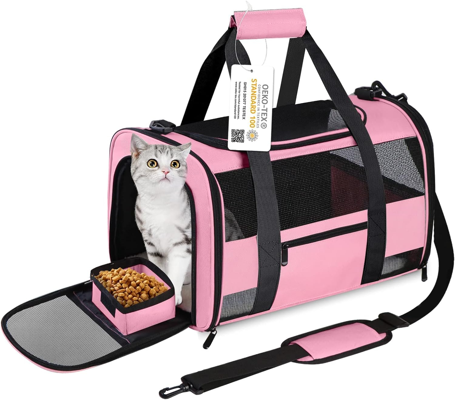 Cat Carrier Pet Carriers Airline Approved for Small Dogs Kitten Carriers for Small Medium Cats Under 15lb, Collapsible Soft Sided TSA Approved Travel Carrier, Pink