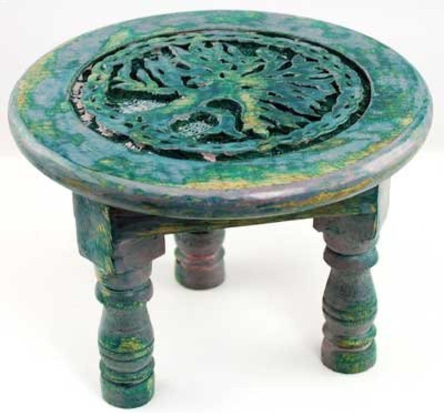 Tree of Life Small Wood Altar Table 6" Round