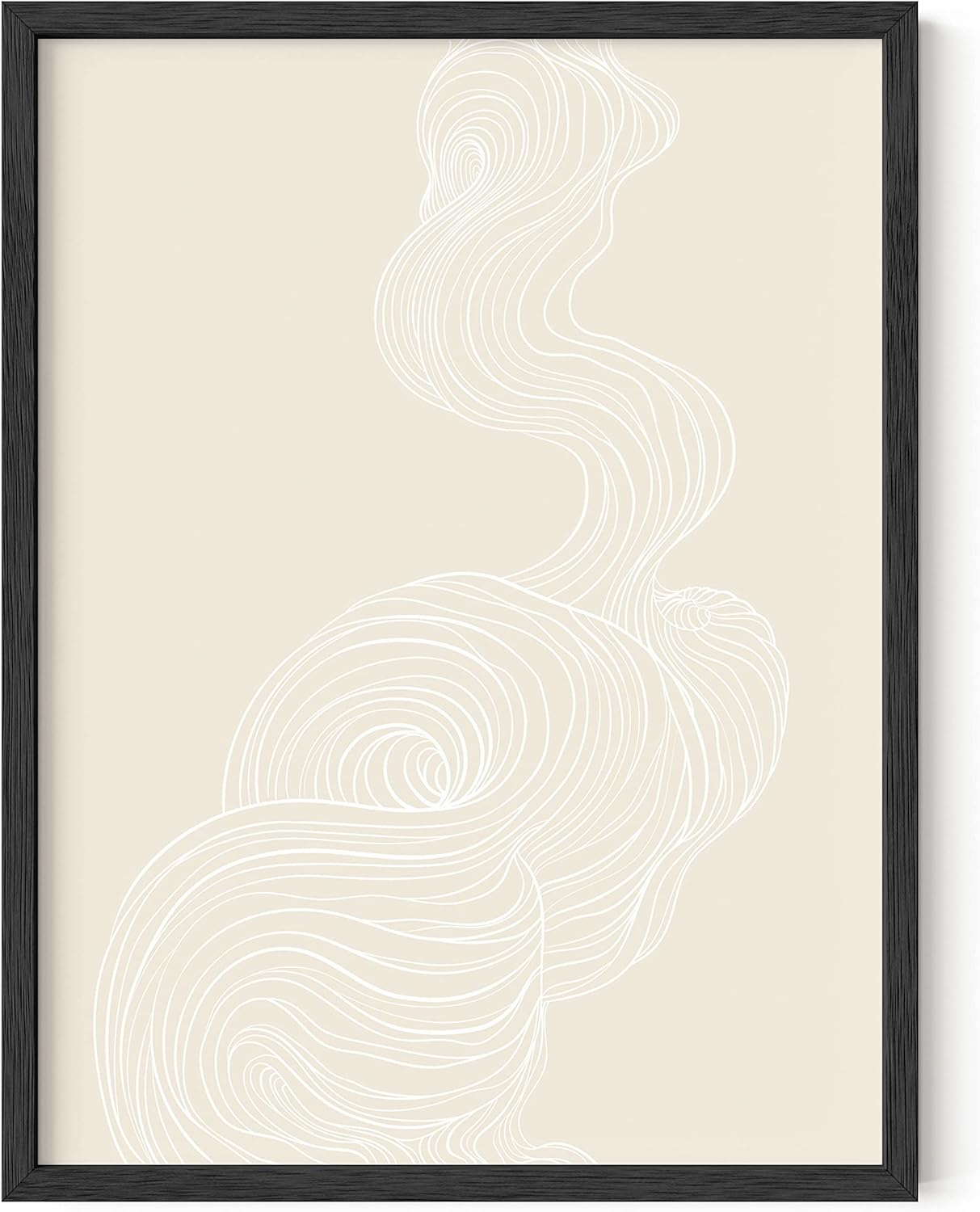 Abstract Wall Art Line Art Wall Decor - by Haus and Hues | Minimalist Wall Art Modern Wall Decor Modern Wall Art Minimalist Art Scandinavian Decor Abstract Smoke with Tan Background UNFRAMED 12x16