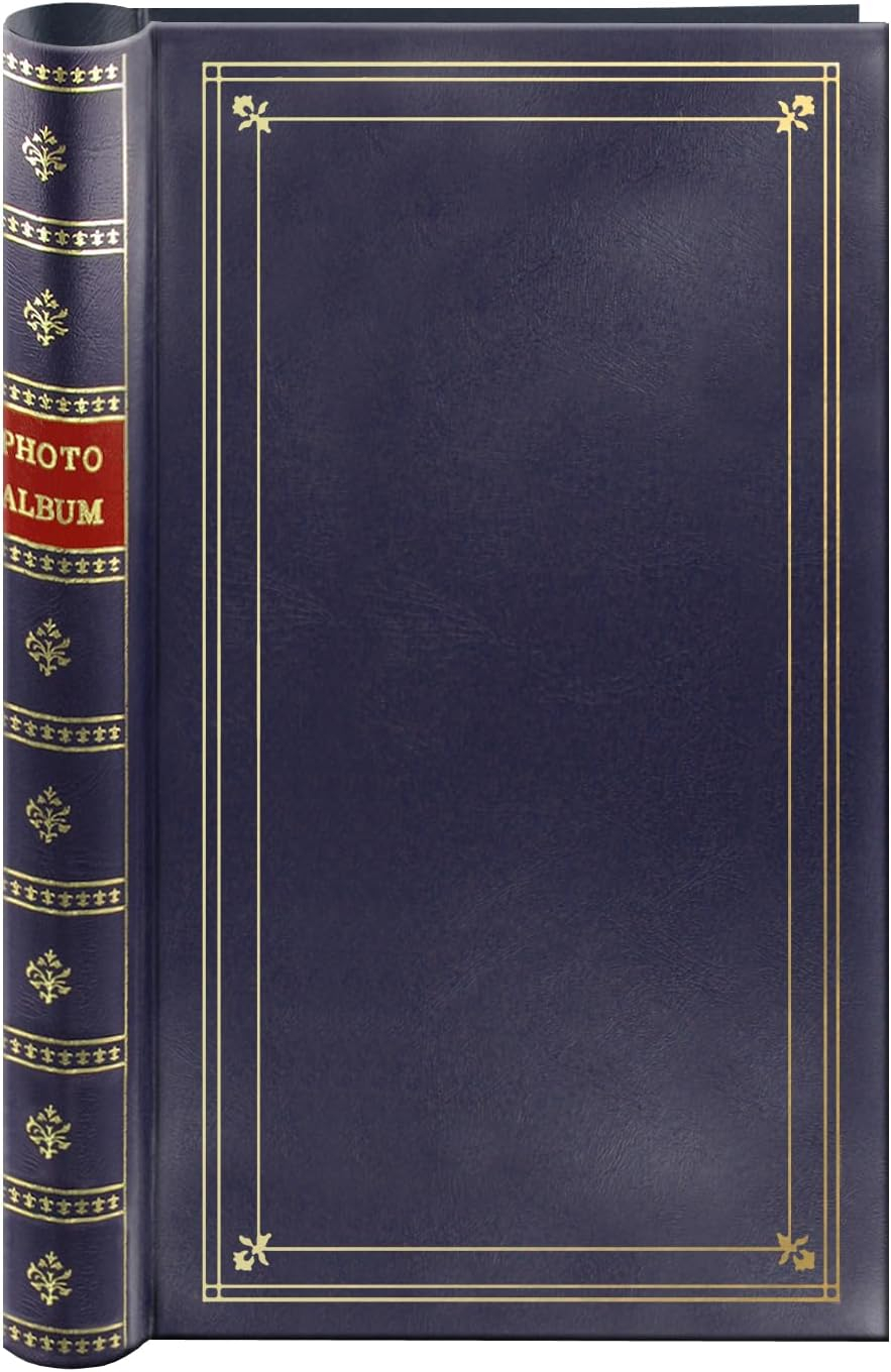 Pioneer Photo Albums Spiral Bound Bi-Directional 300 Pkt 4x6 Leatherette Photo Album, Navy Blue