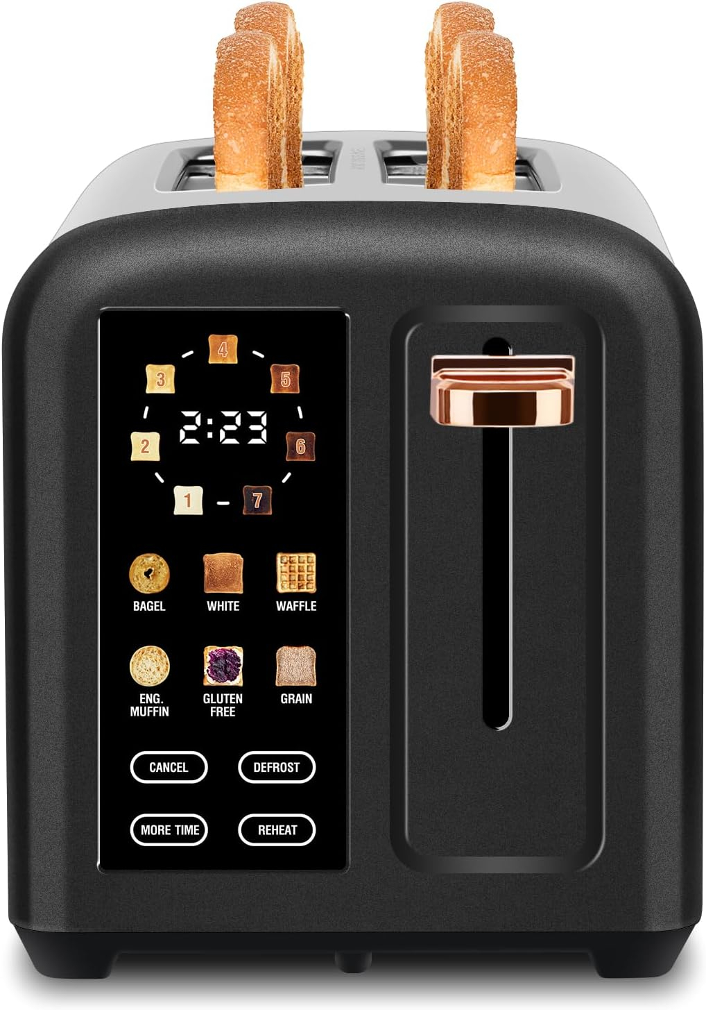 SEEDEEM Toaster 2 Slice with Touch Screen, Faster Heating Speed, 7 Shade Setting, 6 Bread Type, 1.5”Wide Slots Toaster, Removable Crumb Tray, 1350W, Dark Cherry