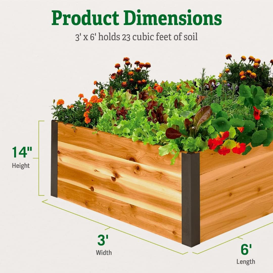 Extra Deep Cedar Raised Garden Bed with Aluminum Corners