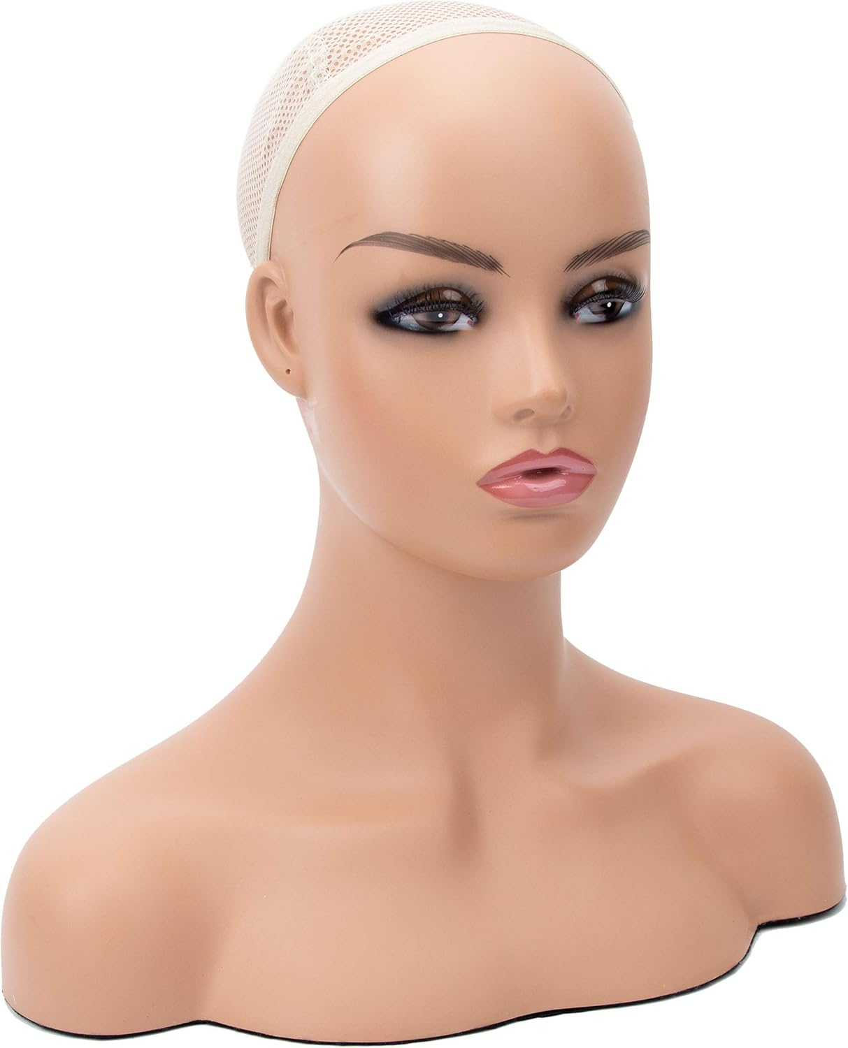 Mannequin PVC Manikin Head Realistic Mannequin Head Bust Wig Head Stand for Wigs Display Making Styling PMH-DC487-BS