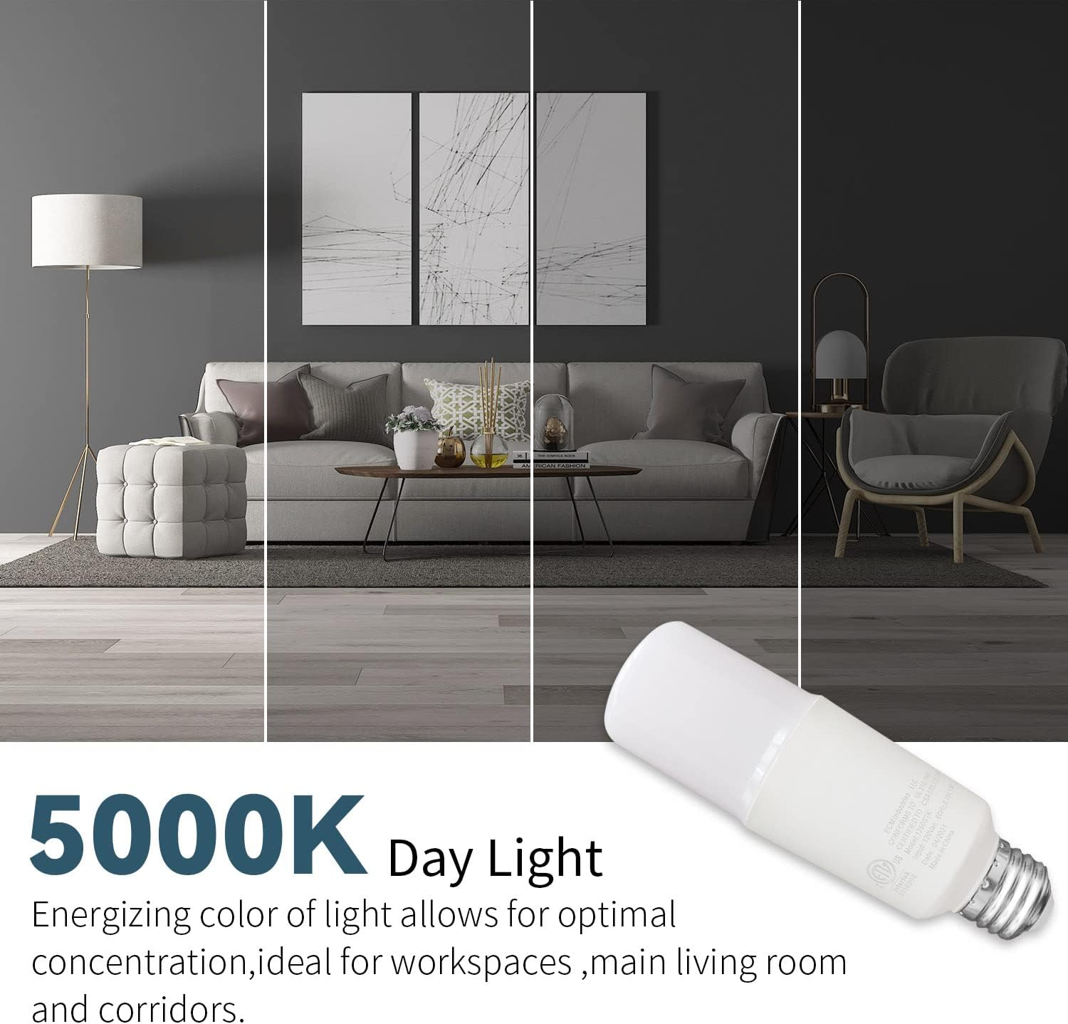 EP 75W Equivalent LED Bulb - 12W 1100 Lumens 5000K Daylight White Non-Dimmable E26 Medium Base - Bright Bulbs for Home, Bedroom, Office Lamp, 6 Pack