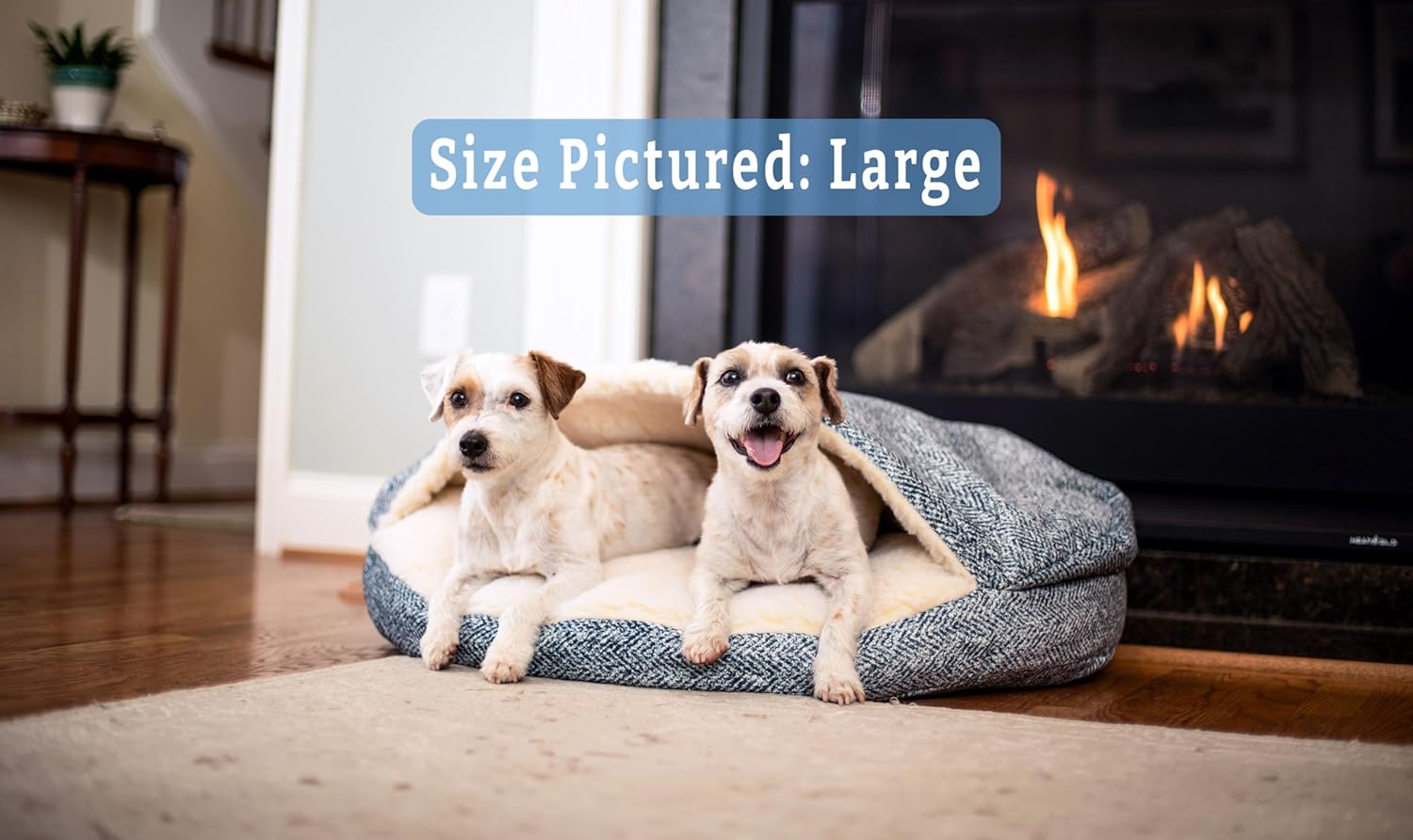 Snoozer Luxury Cozy Cave Dog Bed, Large, Palmer Indigo, Hooded Nesting Dog Bed