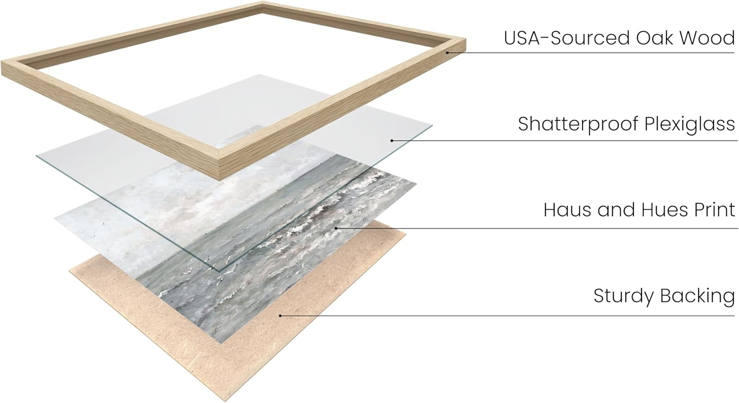 Vintage Coastal Landscape Painting in Oak Frame, 8" x 10"