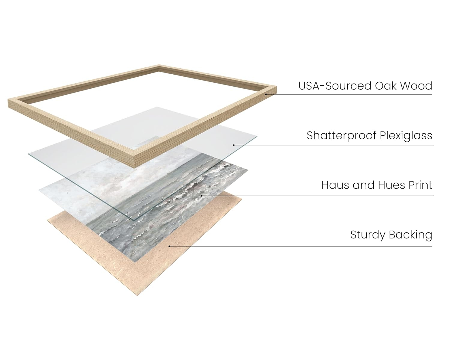 Vintage Coastal Landscape Painting in Oak Frame, 8" x 10"