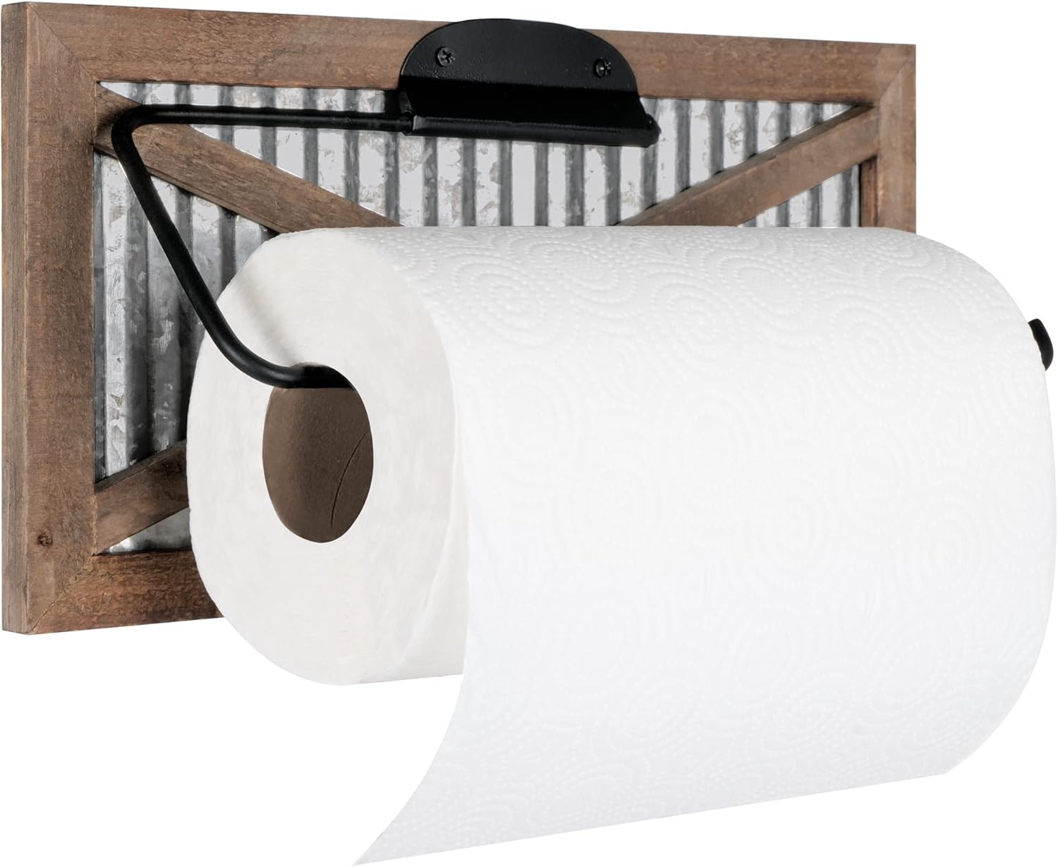 Autumn Alley Rustic Farmhouse Paper Towel Holder – Wall Mounted with Galvanized Metal Accent - Farmhouse Kitchen Decor