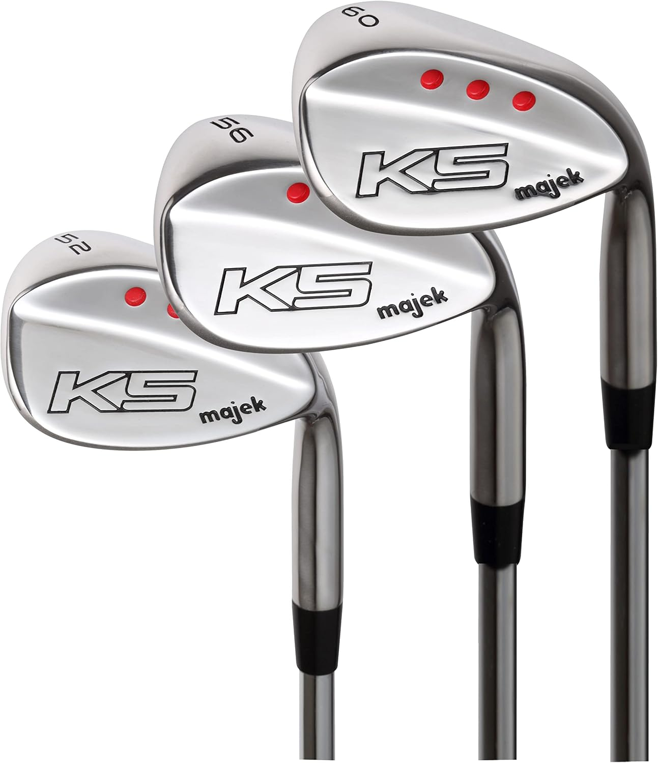 Majek Golf Senior Men's Complete Wedge Set: 52° Gap Wedge (GW), 56° Sand Wedge (SW), 60° Lob Wedge (LW) Right Handed Senior Flex Steel Shaft