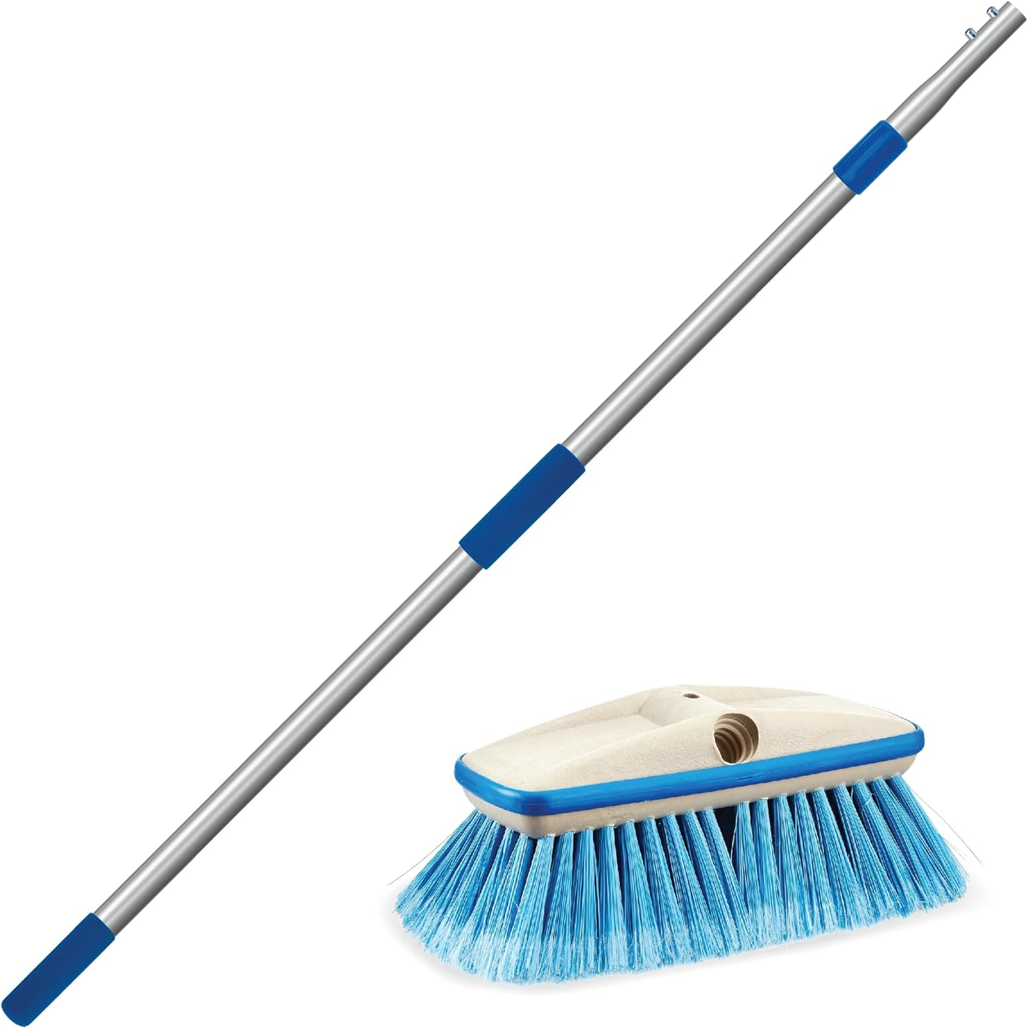 Star Brite Deck Brush Combo - Extendable Aluminum Handle with Medium Multipurpose Bristles (040192)
