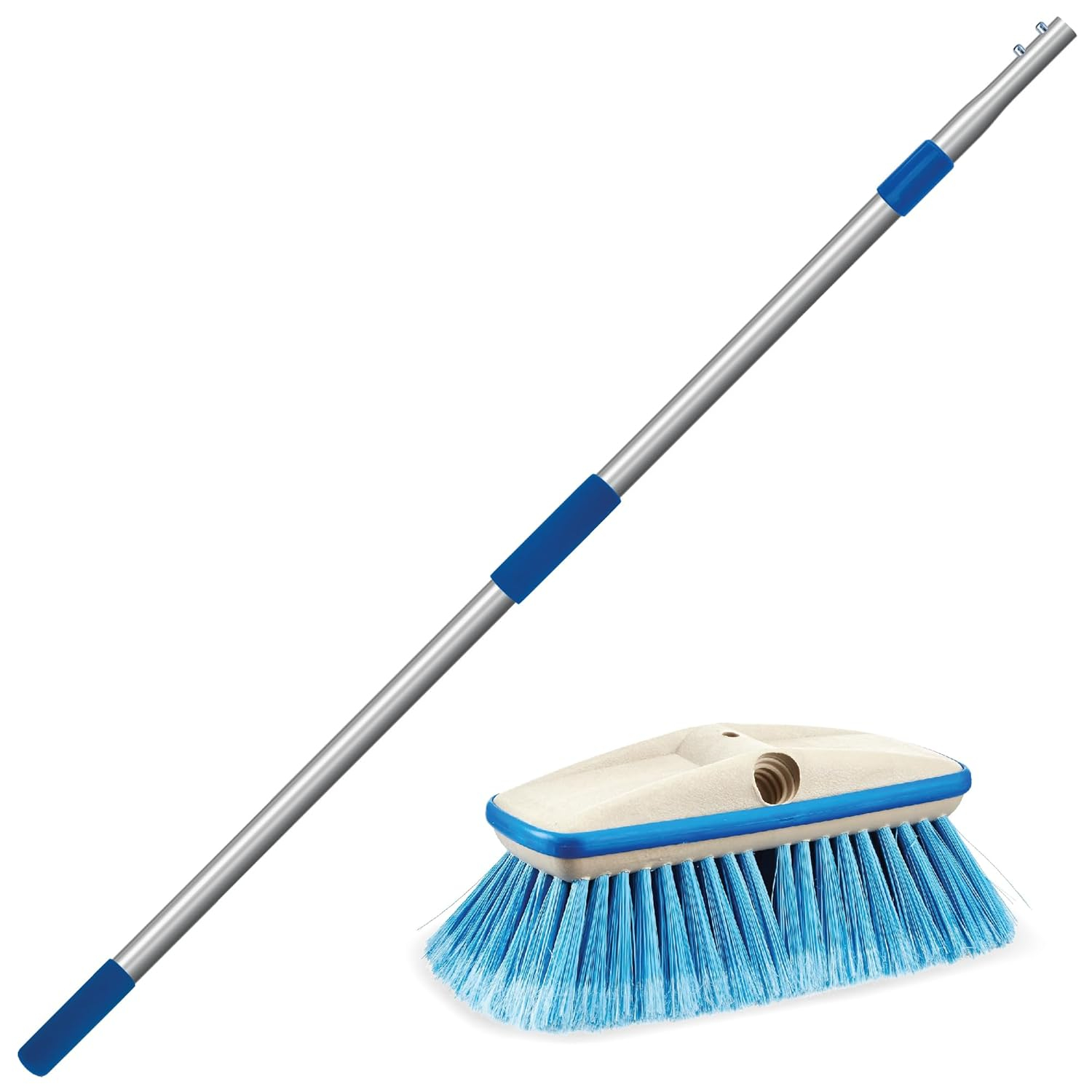 Star Brite Deck Brush Combo - Extendable Aluminum Handle with Medium Multipurpose Bristles (040192)