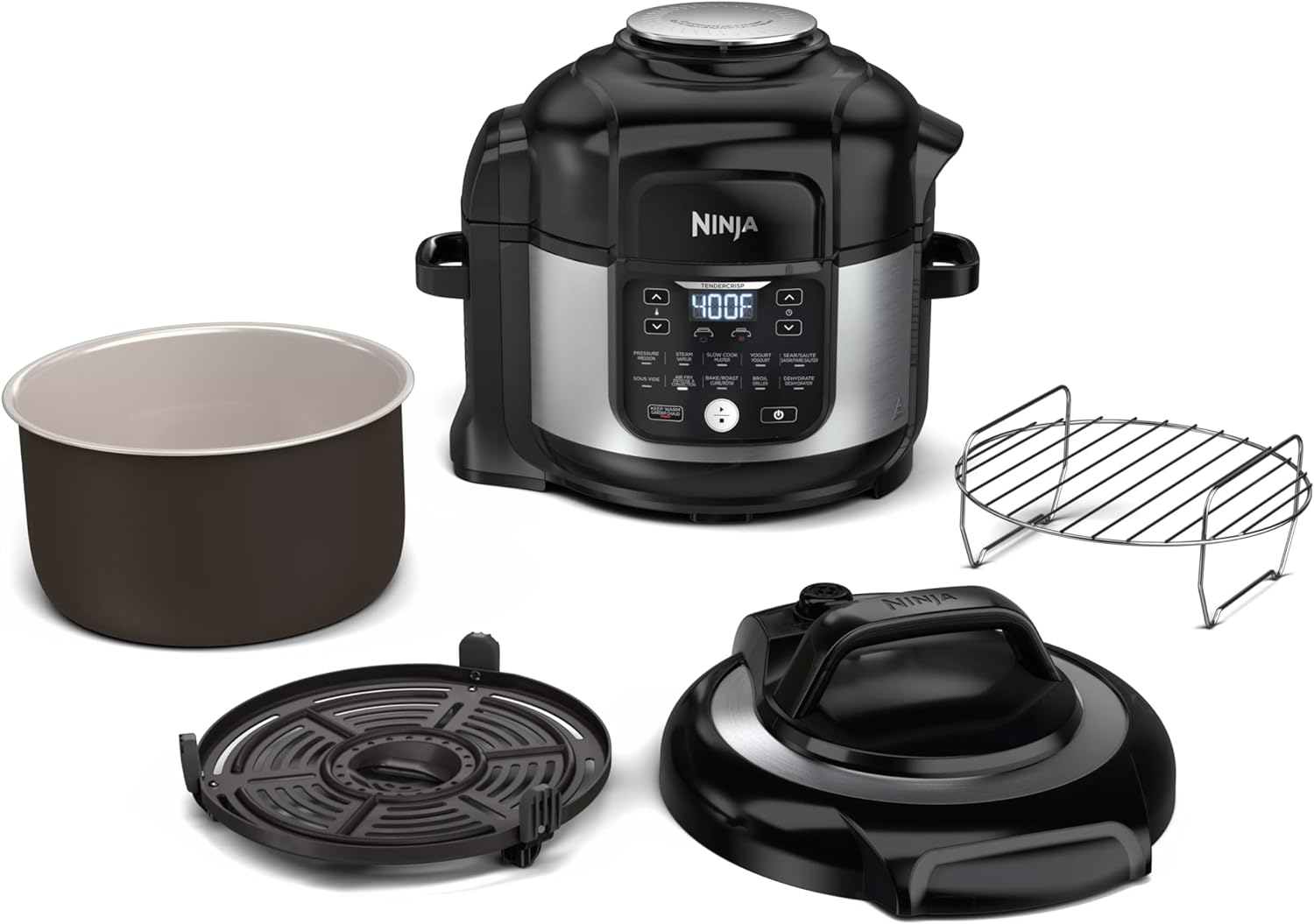 Ninja Foodi Black and Stainless Steel 6.5-Qt 11-in-1 Pressure Cooker Air Fryer