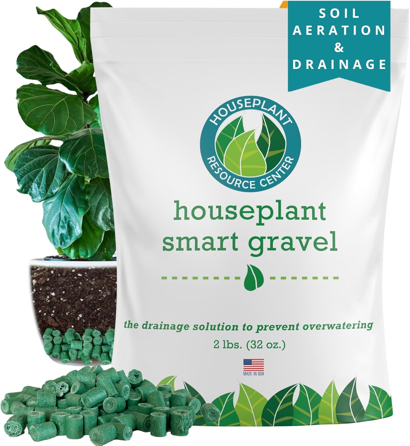 Houseplant Smart Gravel – Eco-Friendly Drainage Rocks for Potted Plants | Enhances Soil Aeration & Prevents Root Rot | Overwatering Solution | Sustainably Made from Recycled Ocean Plastics (32 oz)