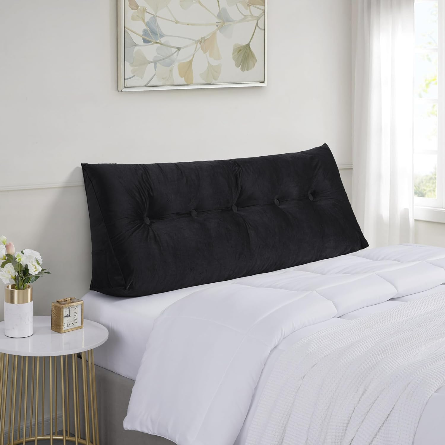 Triangle Headboard Wedge Cushion, Full Size 20" x 54" x 8", Black