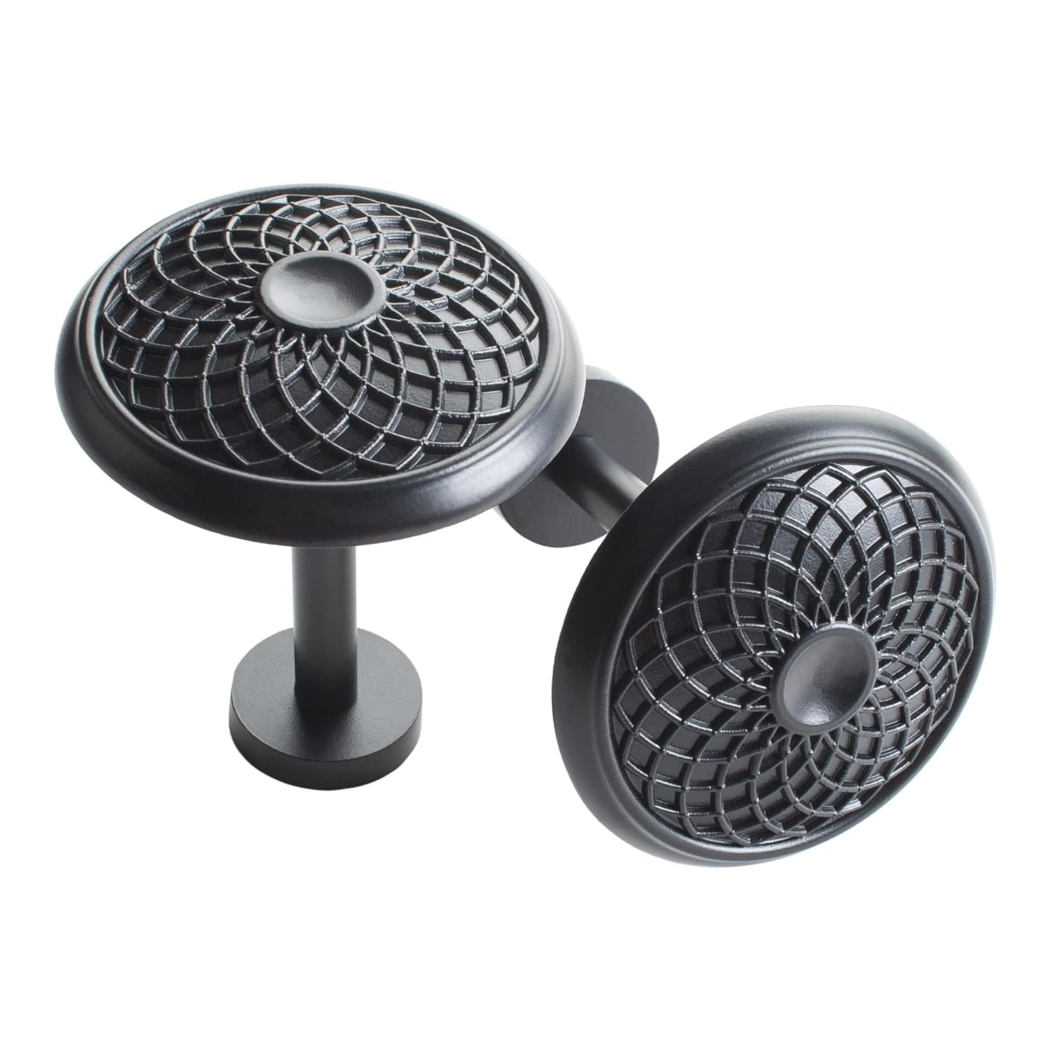 Deco Window 2 Pcs Curtain Holdback for Curtains Wall Mounted Metal Drapery Disc Leaf Hook for Sheer and Blackout Panels (Black Matt)