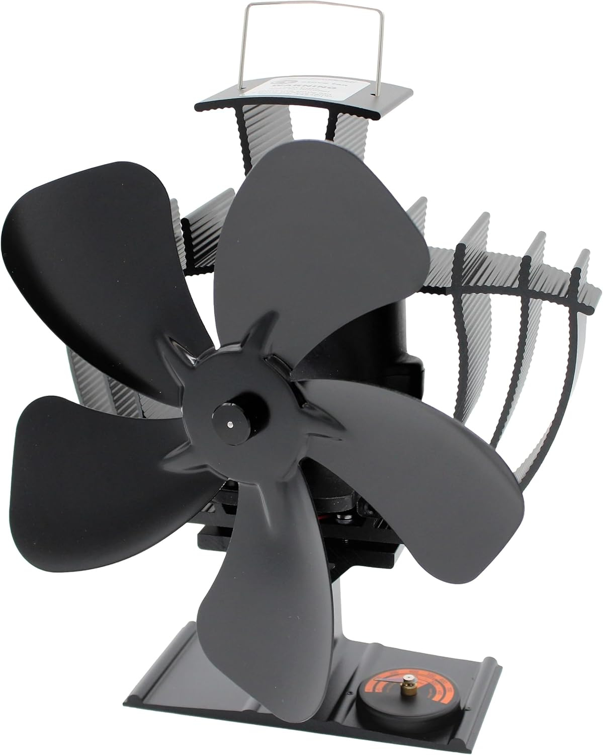 Black Matte Heat-Powered Oscillating Wood Stove Fan
