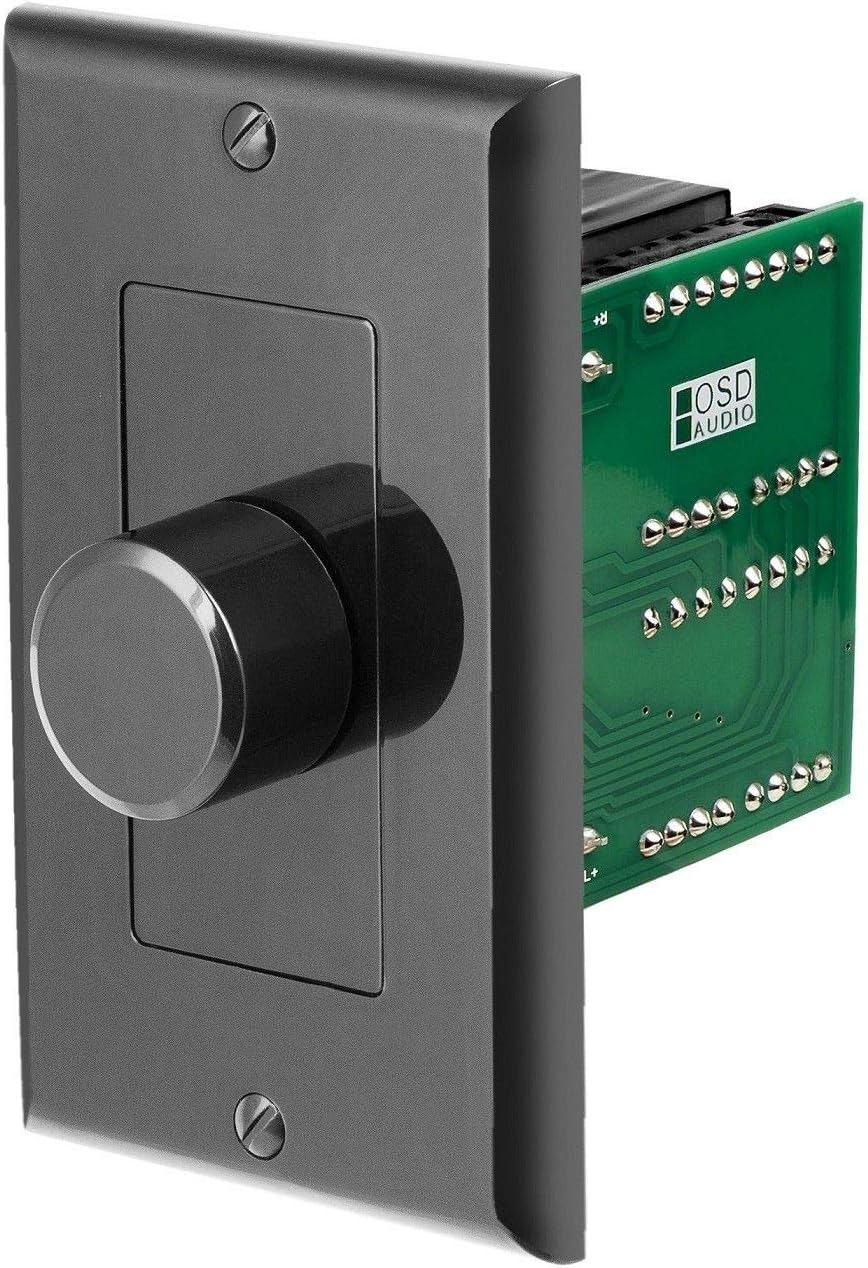 OSD 100W in Wall Volume Control Impedance Matching for Home Speakers, Rotary Knob Black SVC100