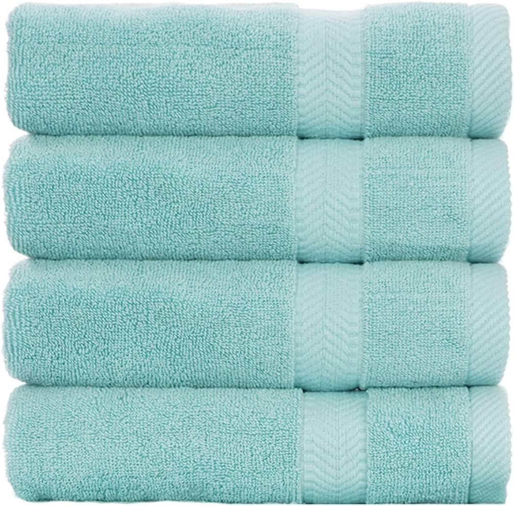 Oversized Organic Cotton Aqua Bath Towel Set of 4