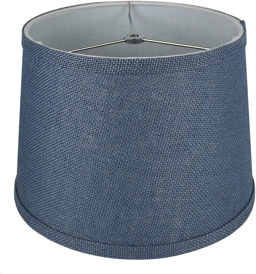 Denim Blue Burlap Drum Lampshade with Nickel Fitter