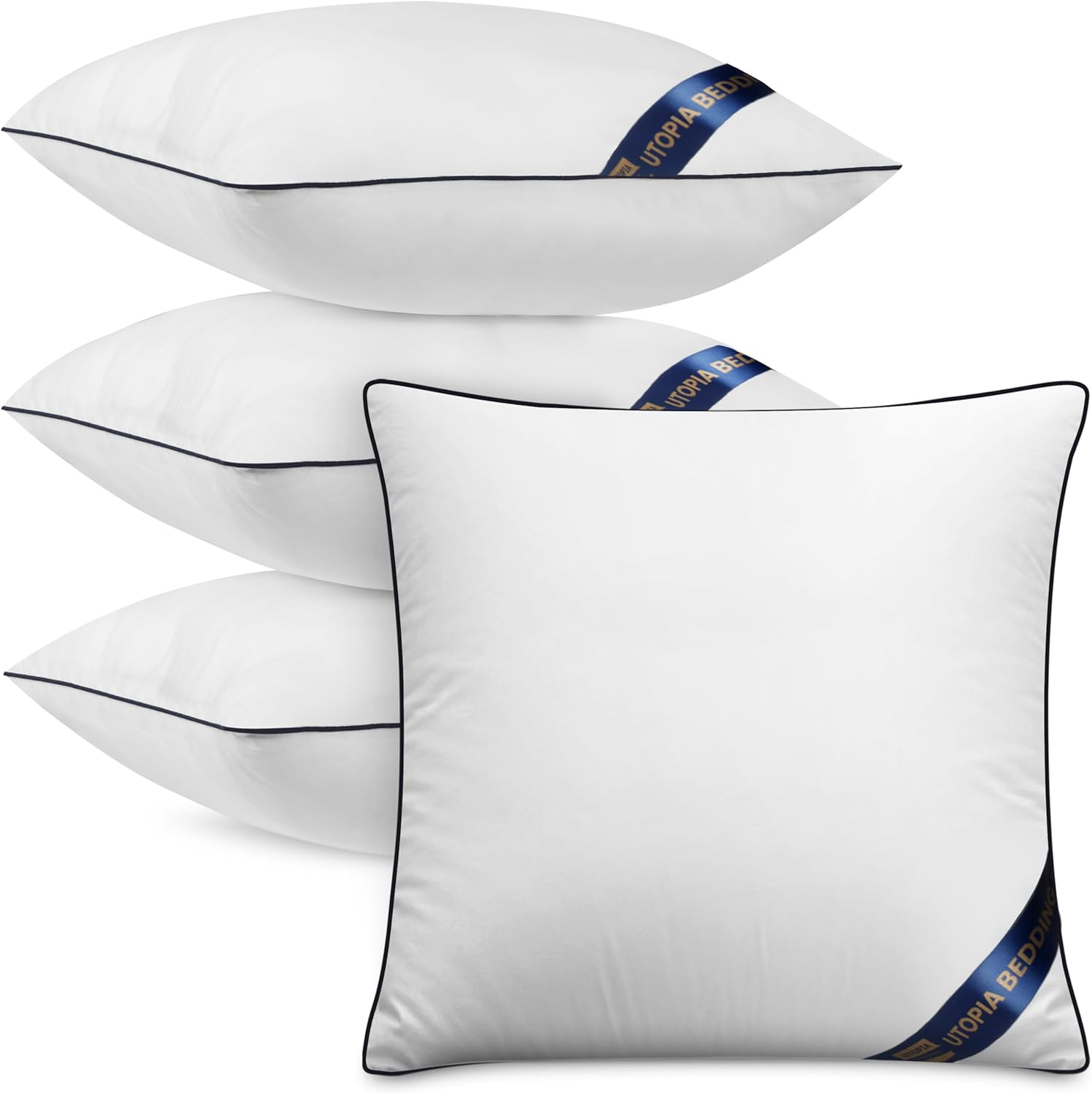 Utopia Bedding Throw Pillow Inserts (Pack of 4, White), 14 x 14 Inches Decorative Indoor Pillows for Sofa, Bed, Couch, Cushion Sham Stuffer