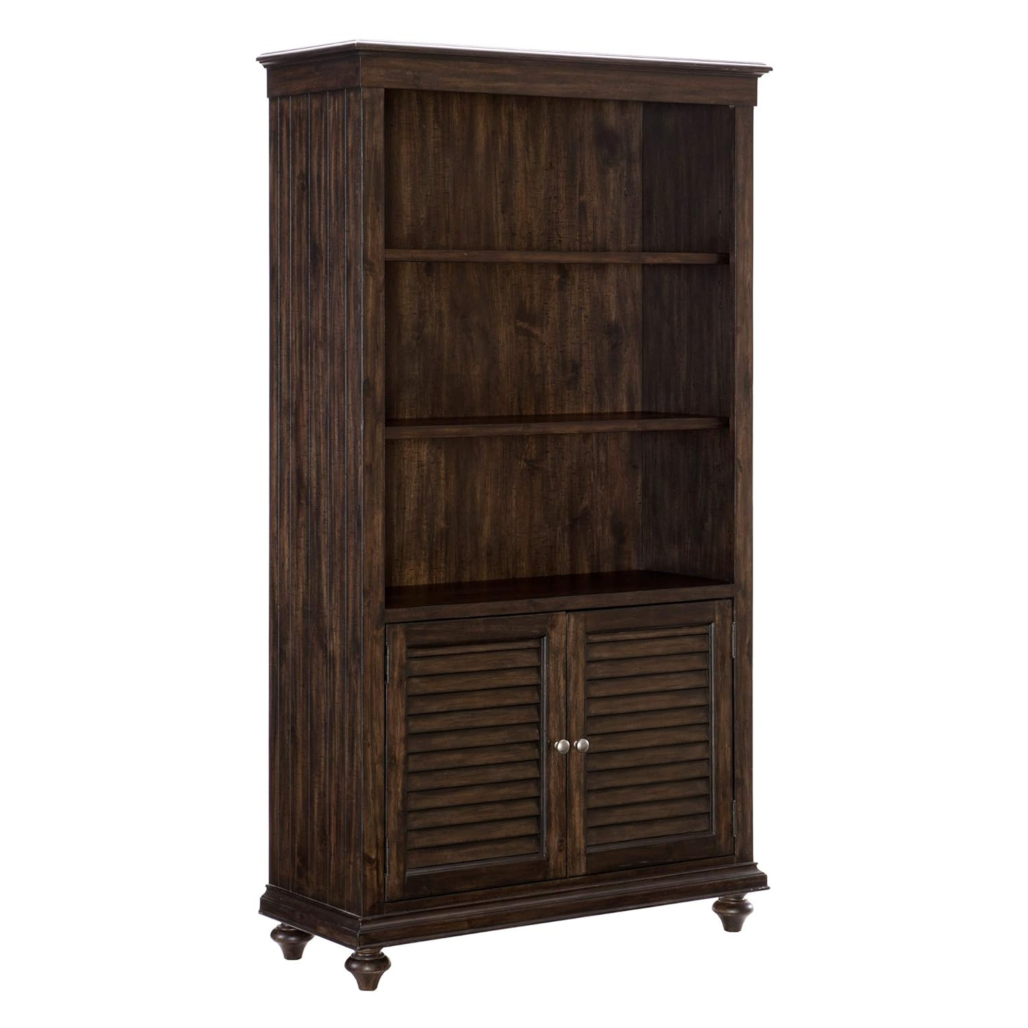 Driftwood Charcoal Acacia Wood 44" Traditional Bookcase