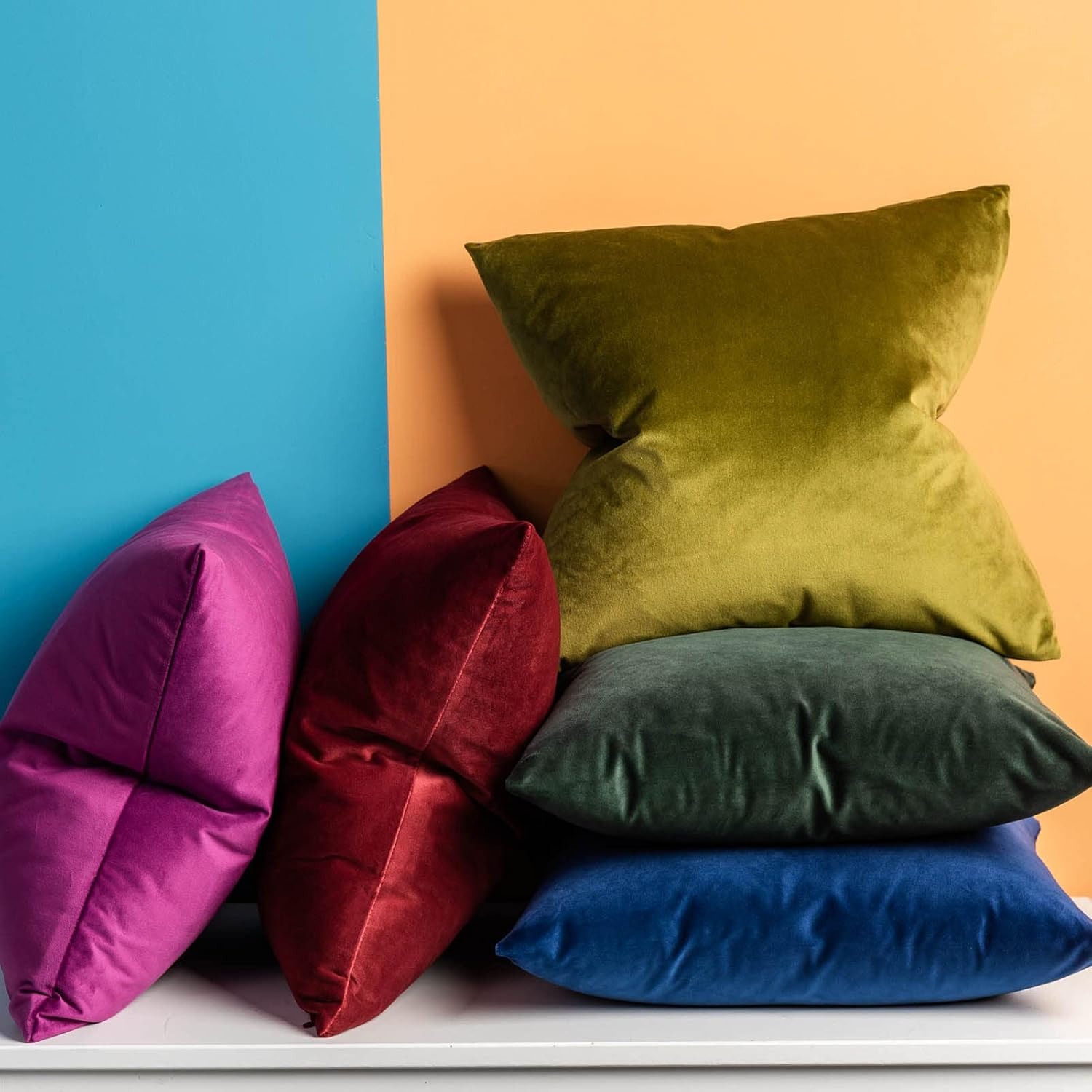 JUSPURBET Throw Pillow Covers Set of 2 Decorative 26x26 Velvet Pillow Covers for Couch Sofa Bed Soft Cushion Covers Cases with Invisible Zipper for Living Room Home Decor,Olive Green