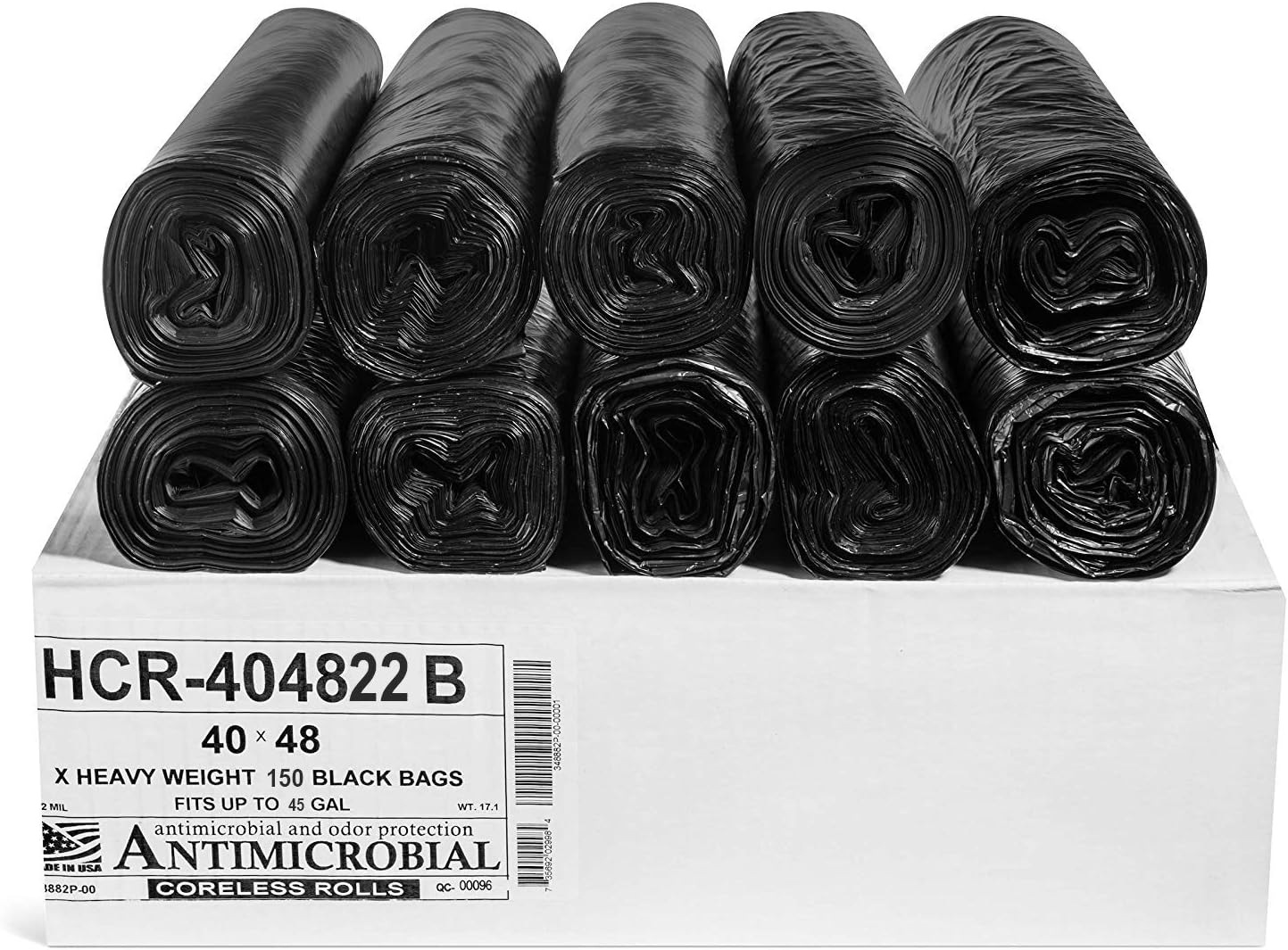 45 Gal. 22 Mic (eq) Black Trash Bags 40 in. x 48 in. Pack of 150 for Janitorial and Industrial