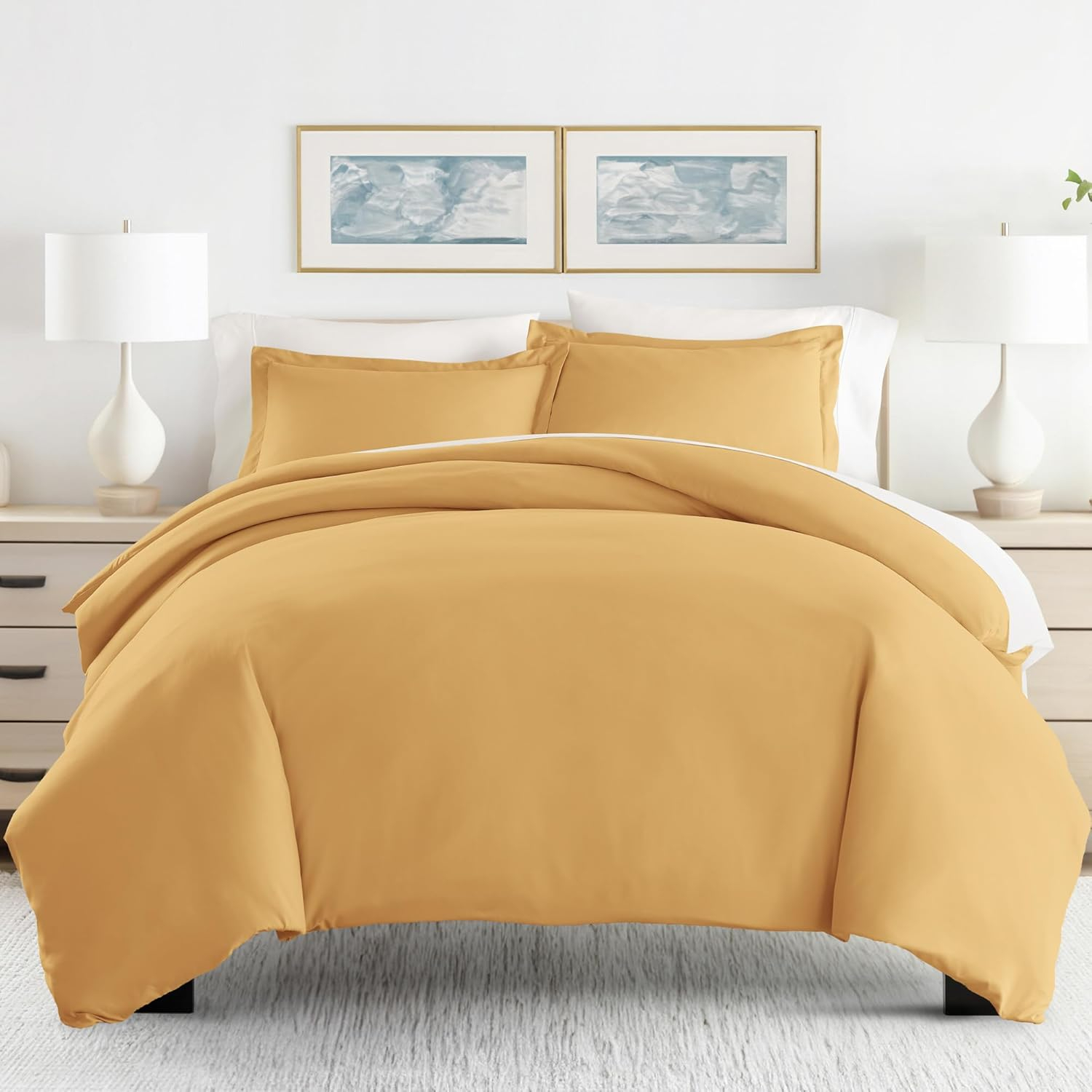 Gold 3 Piece Duvet Cover Set Twin/Twin Extra Long, by Simply Soft