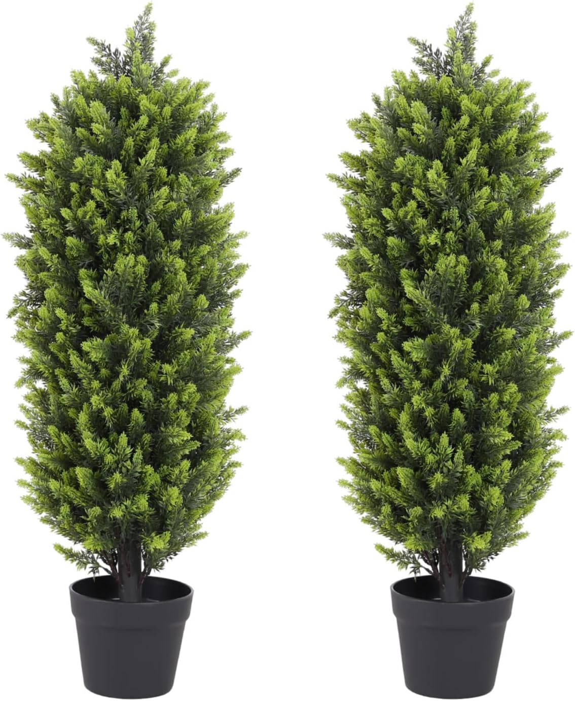 4ft Artificial Cedar Topiary Trees 2 Pack, Beautiful Realistic Artificial Plants for Outdoor, UV Protection Potted Plants Artificial Shrubs for Outdoor, Indoor, Office, Front Porch Decor.