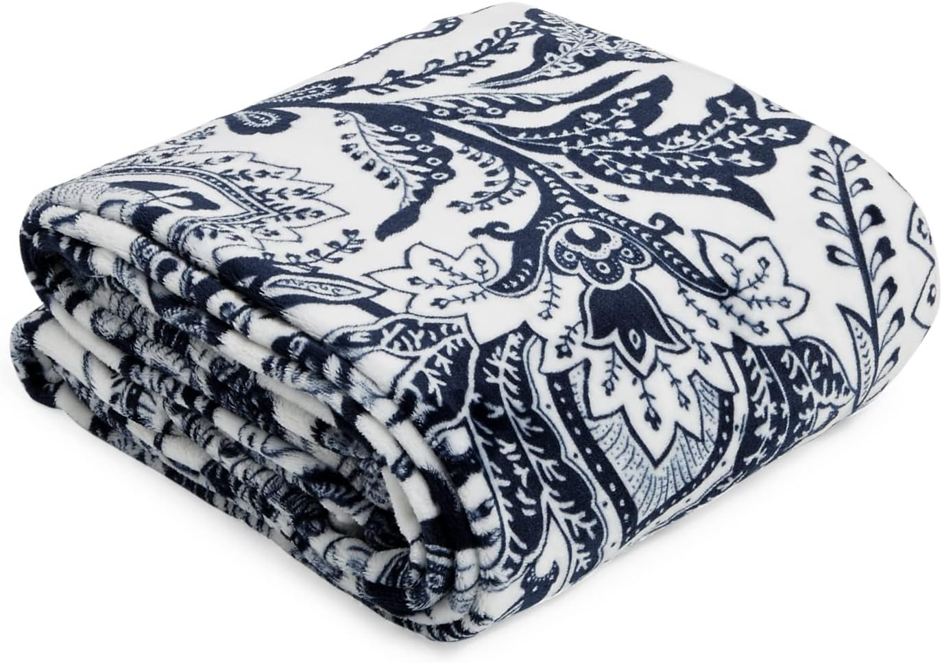 Vera Bradley Women's Fleece Plush Throw Blanket Java Navy & White