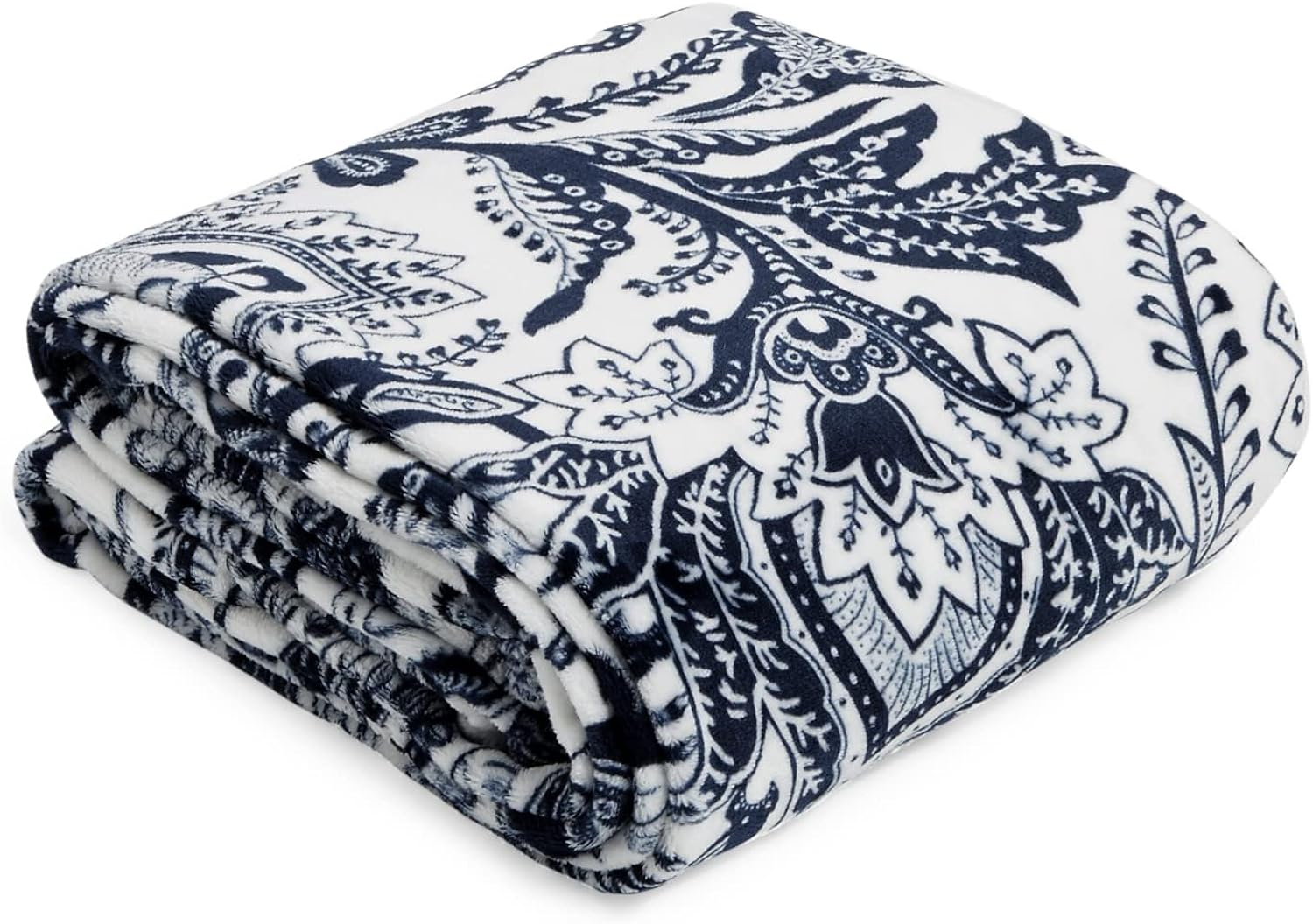 Vera Bradley Women's Fleece Plush Throw Blanket Java Navy & White