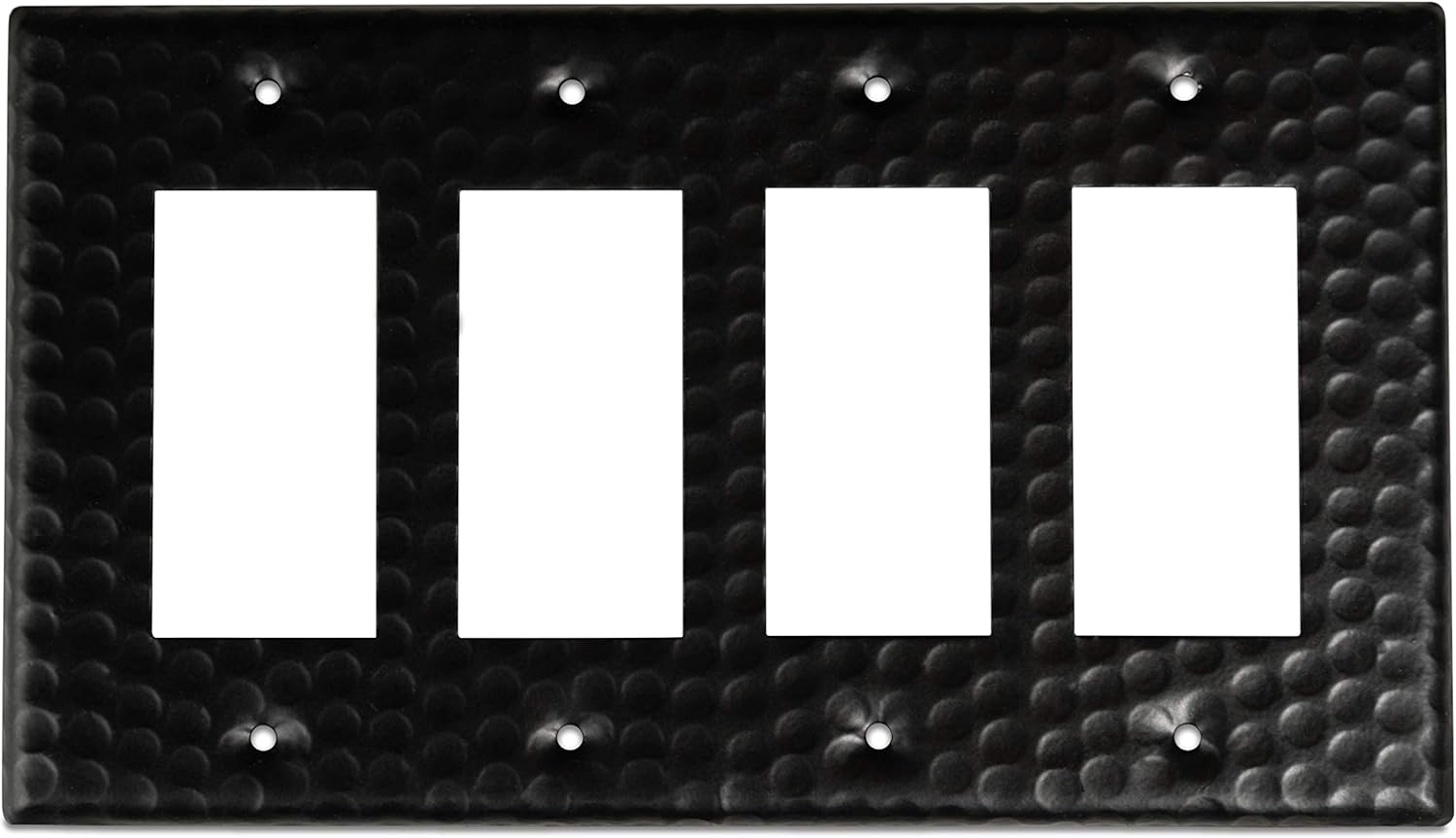 Monarch Abode Hand Hammered 4-Gang Rocker Light Switch Standard Wall Plate