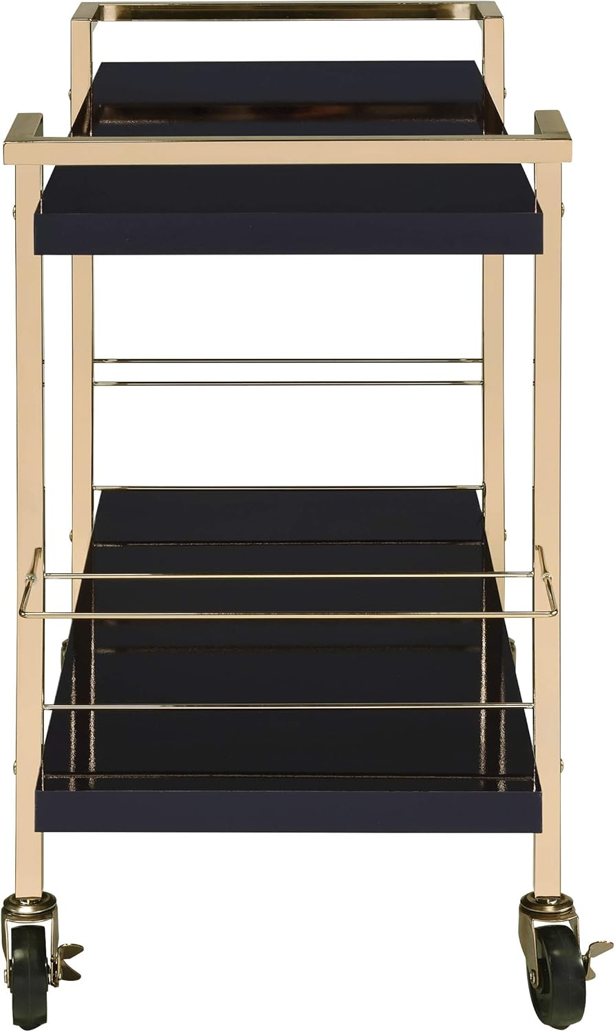 Alios Serving Cart in Black Metal and Gold Frame