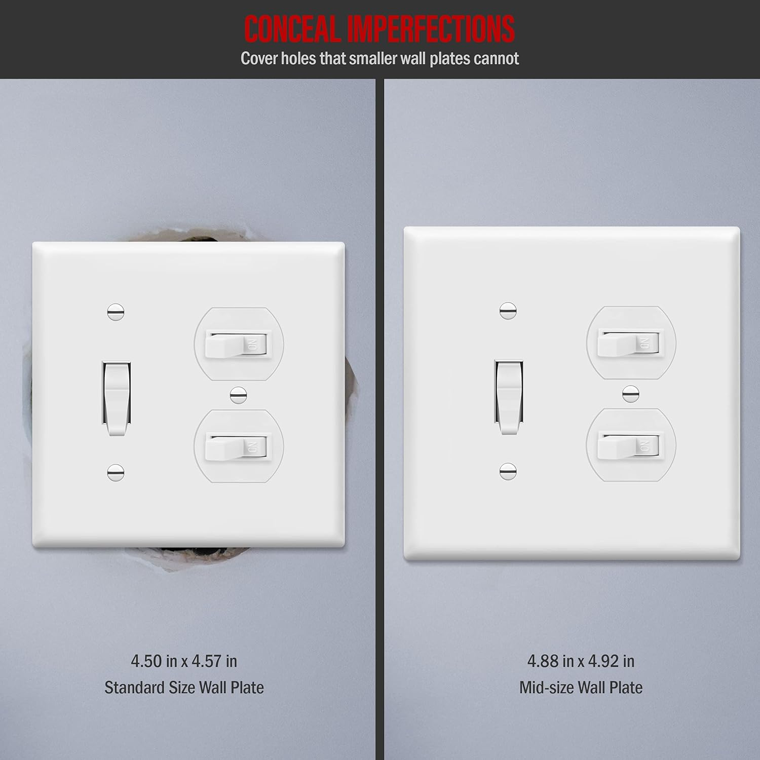White Glossy Polycarbonate 2-Gang Toggle Switch Wall Plate