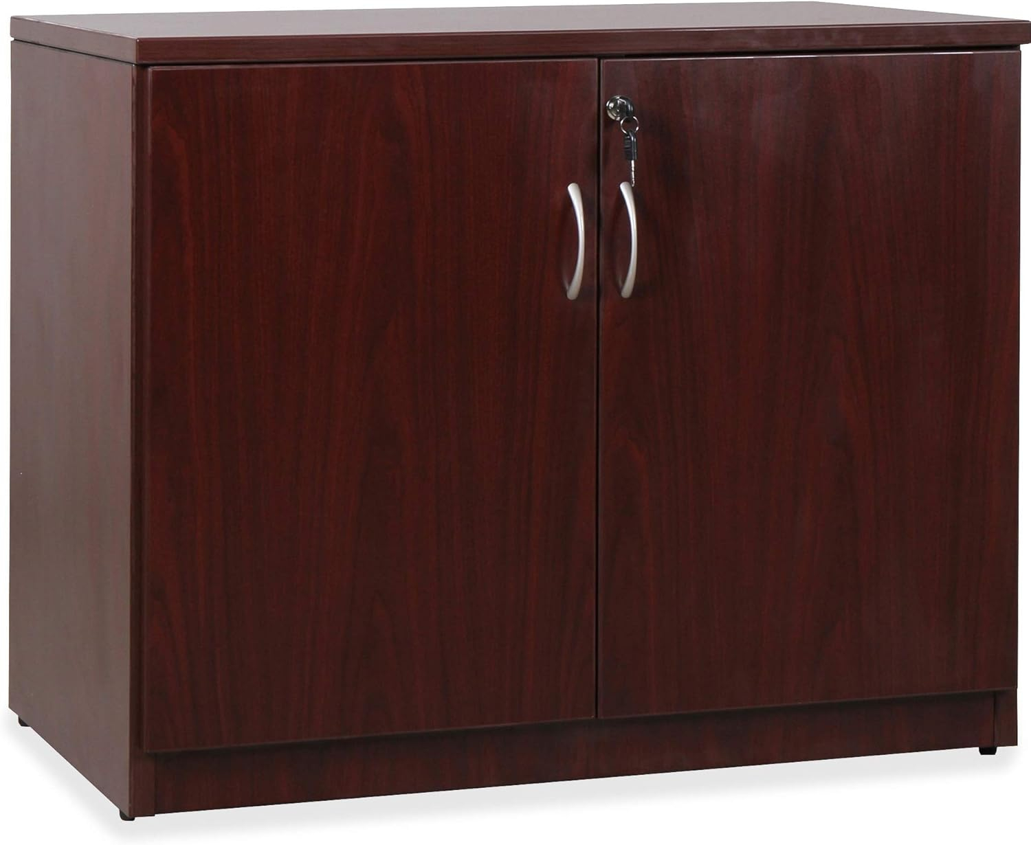 Lorell Essentials 2 Door Laminate Storage Cabinet in Mahogany