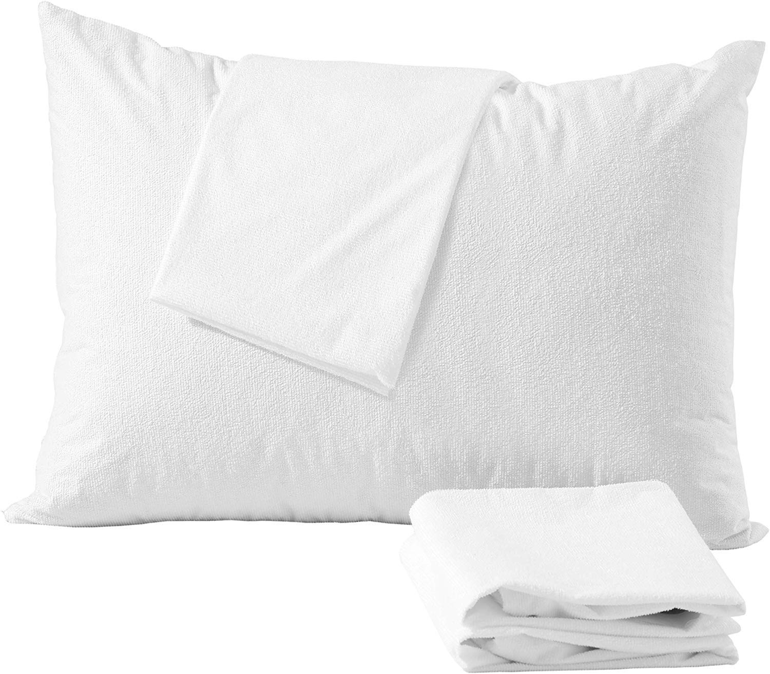 Niagara Waterproof Pillow Protector King Cotton Terry Zippered 100% Pillow Encasement Cover Pair Set of 2 Washable Long Life Soft