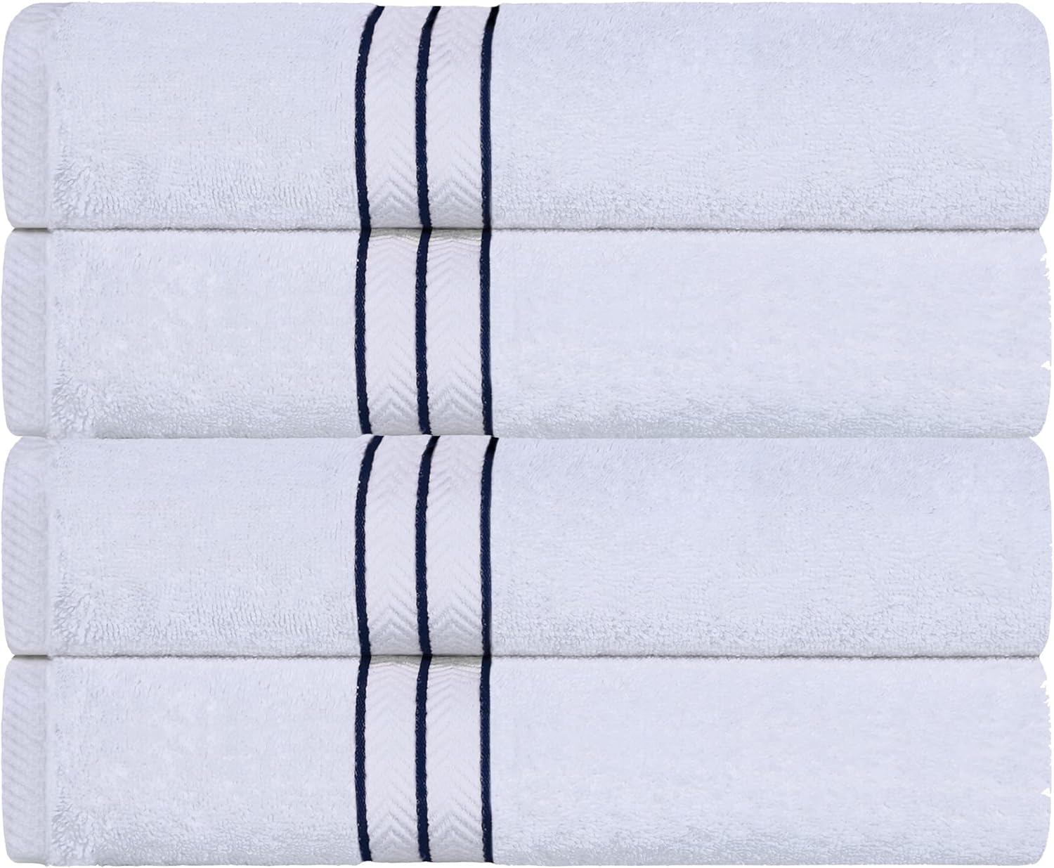 Superior Turkish Cotton Ultra-Plush Bath Towel Set of 4, Navy Blue