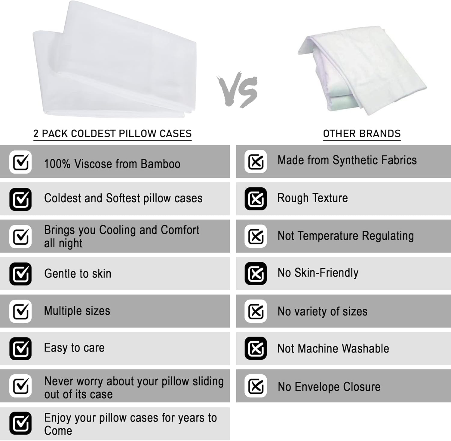 Coldest Bamboo King Pillowcases- Washable Cover Best for Breathable Cool Sleep Relief While Sleeping -Premium (Travel, White)