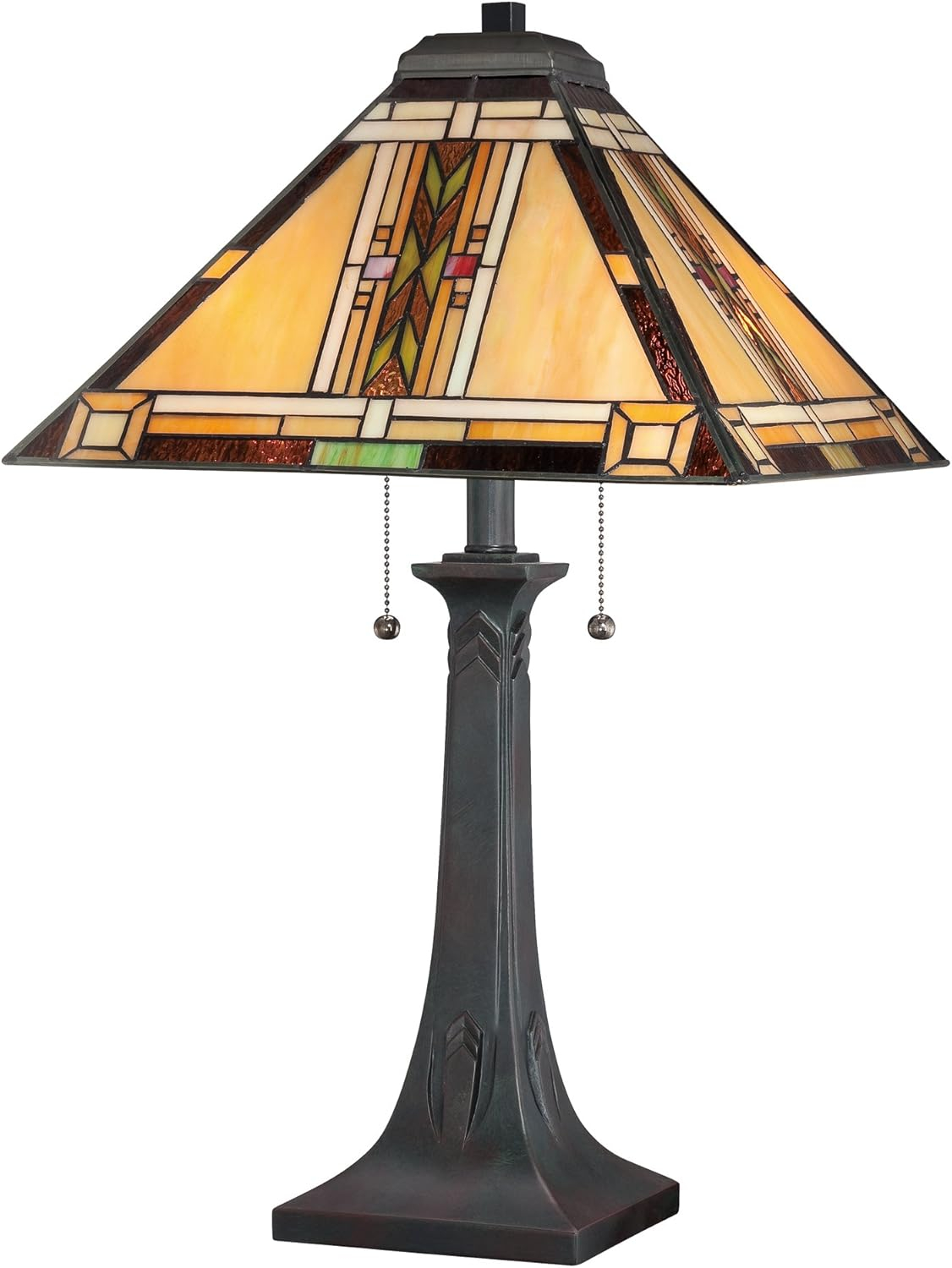 Valiant Bronze 25" Table Lamp with Stained Glass Shade
