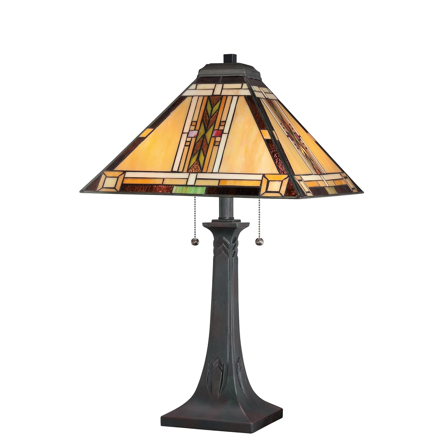Valiant Bronze 25" Table Lamp with Stained Glass Shade