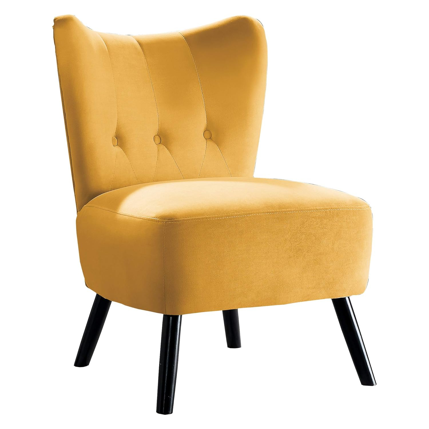 Homelegance Imani Mid Century Modern Velvet Accent Upholstered Chair, Yellow