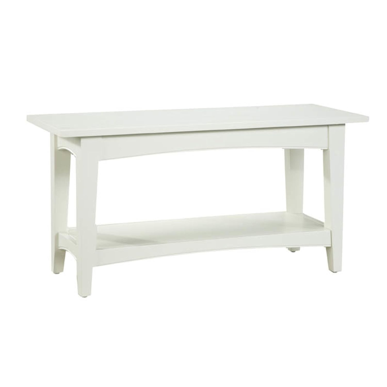 Alaterre Furniture Shaker Cottage Bench with Shelf, Ivory